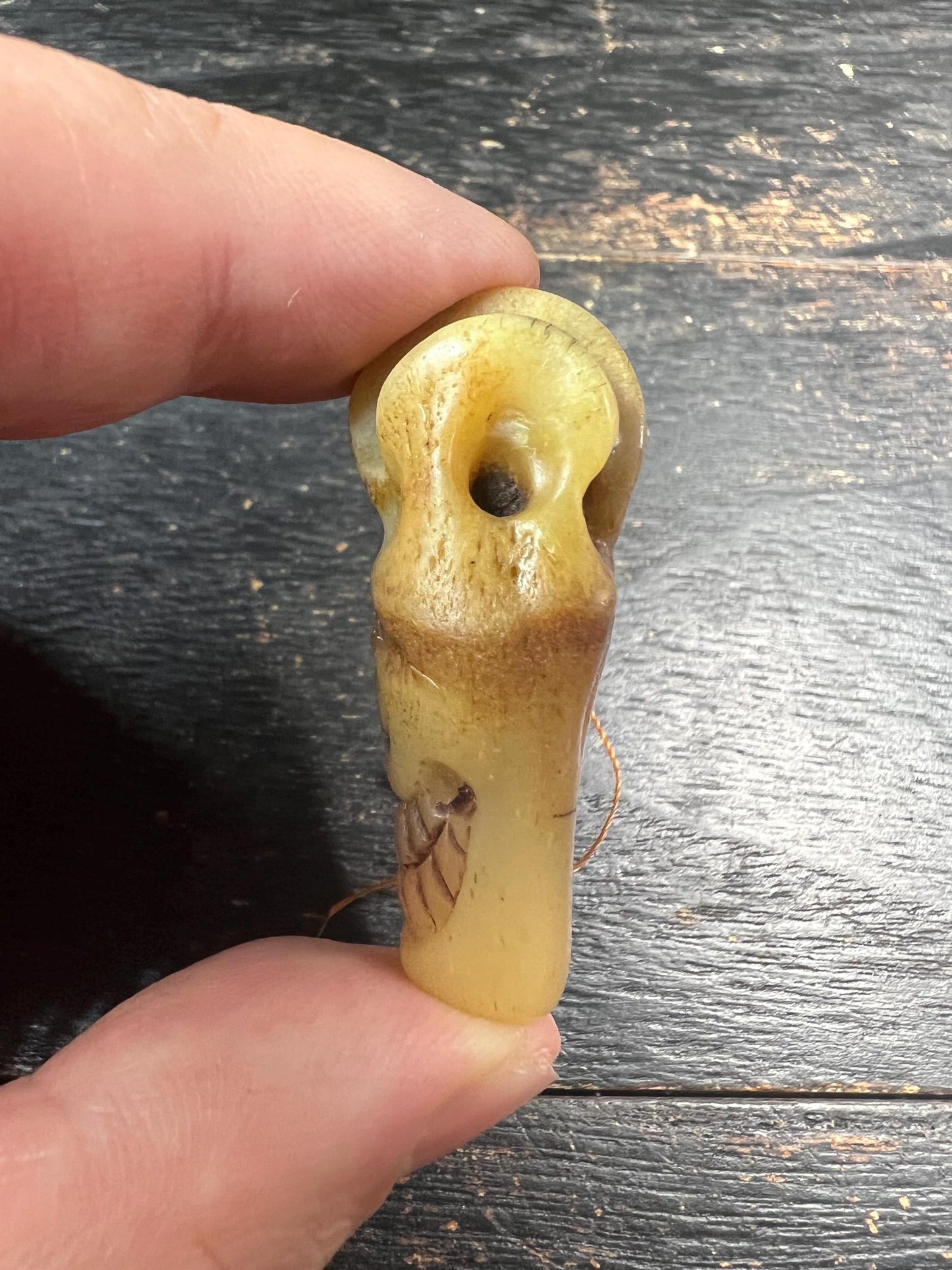 Hand‑Carved Yak Bone Cemetery Guardian Skull Guru Bead with Mantra Dots, Tibetan Buddhist Mala Connector
