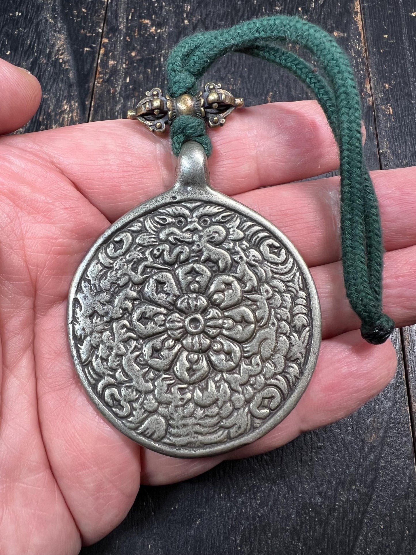 Large White Copper Tibetan Nine Palaces Bagua Pendant | Feng Shui Protection Amulet | Buddhist Sacred Talisman | Vintage Astrology Charm