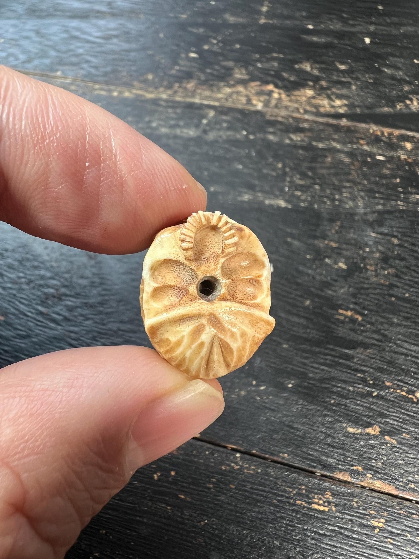 Hand-Carved Deer Antler Skull Guru Bead | Tibetan Cemetery “Citipati” Focal Bead for Mala or Pendant | Handmade Antler Bead