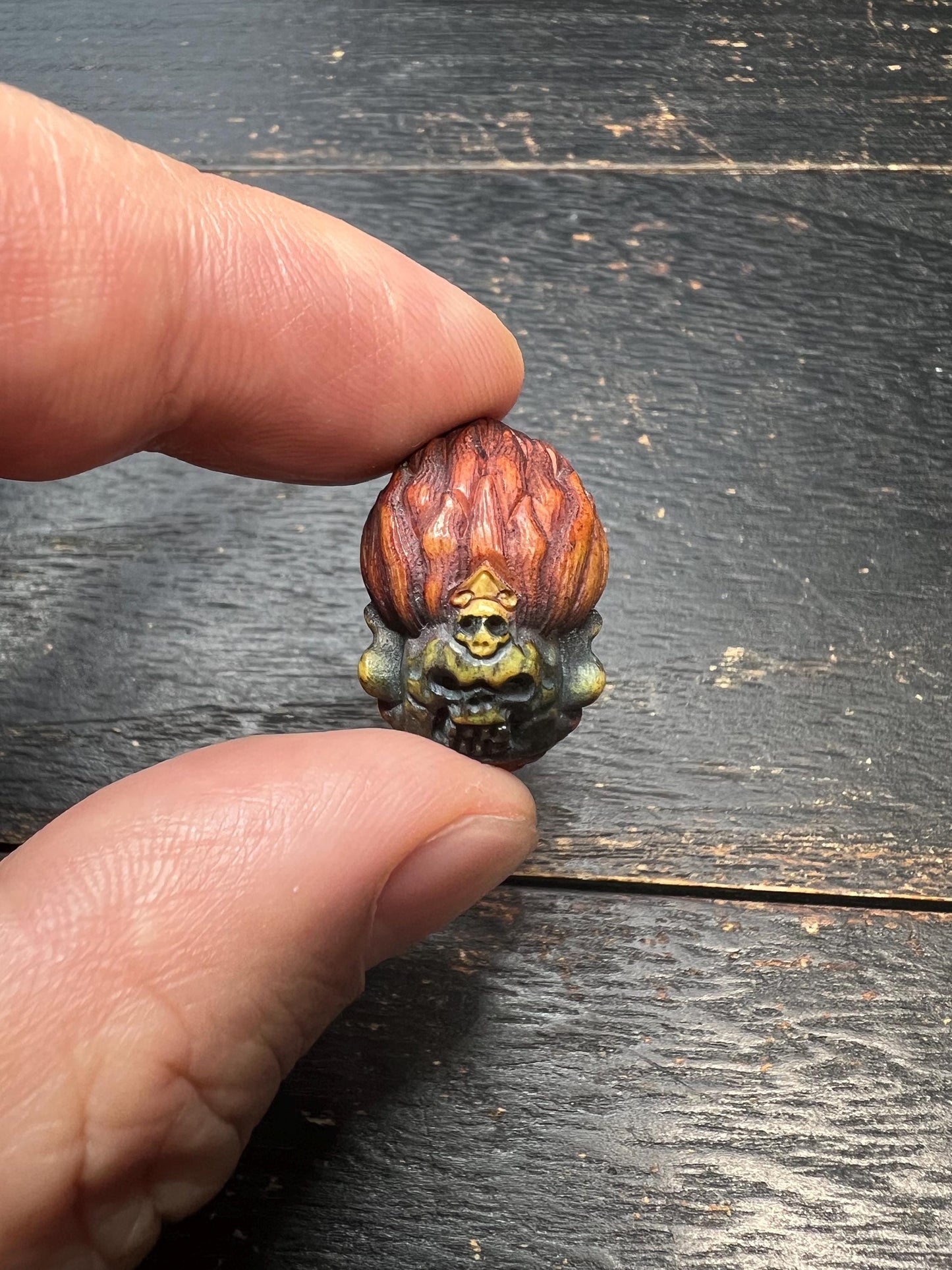 Handcarved Tibetan Mahakala Pendant | Deer Antler Carving | Protector Amulet | Spiritual Jewelry