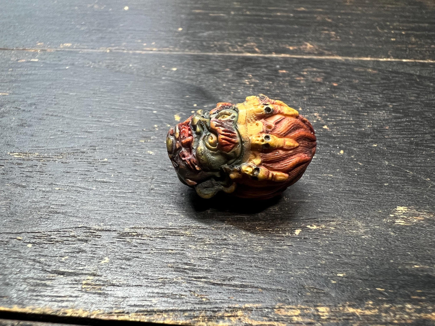 Handcarved Tibetan Mahakala Pendant | Deer Antler Carving | Protector Amulet | Spiritual Jewelry