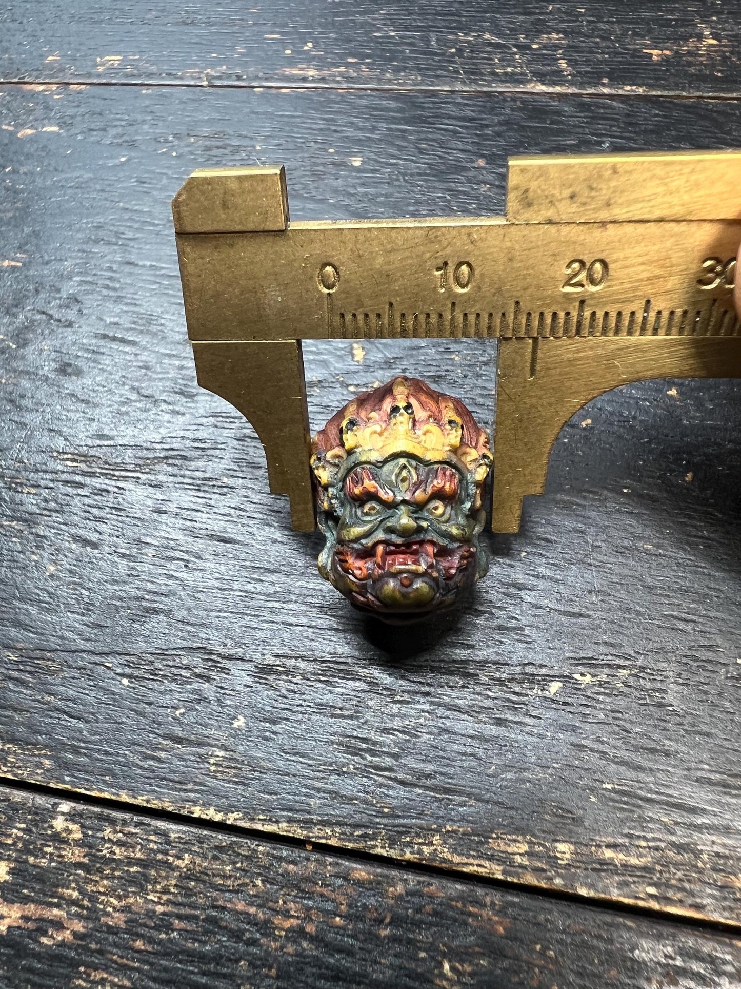 Handcarved Tibetan Mahakala Pendant | Deer Antler Carving | Protector Amulet | Spiritual Jewelry