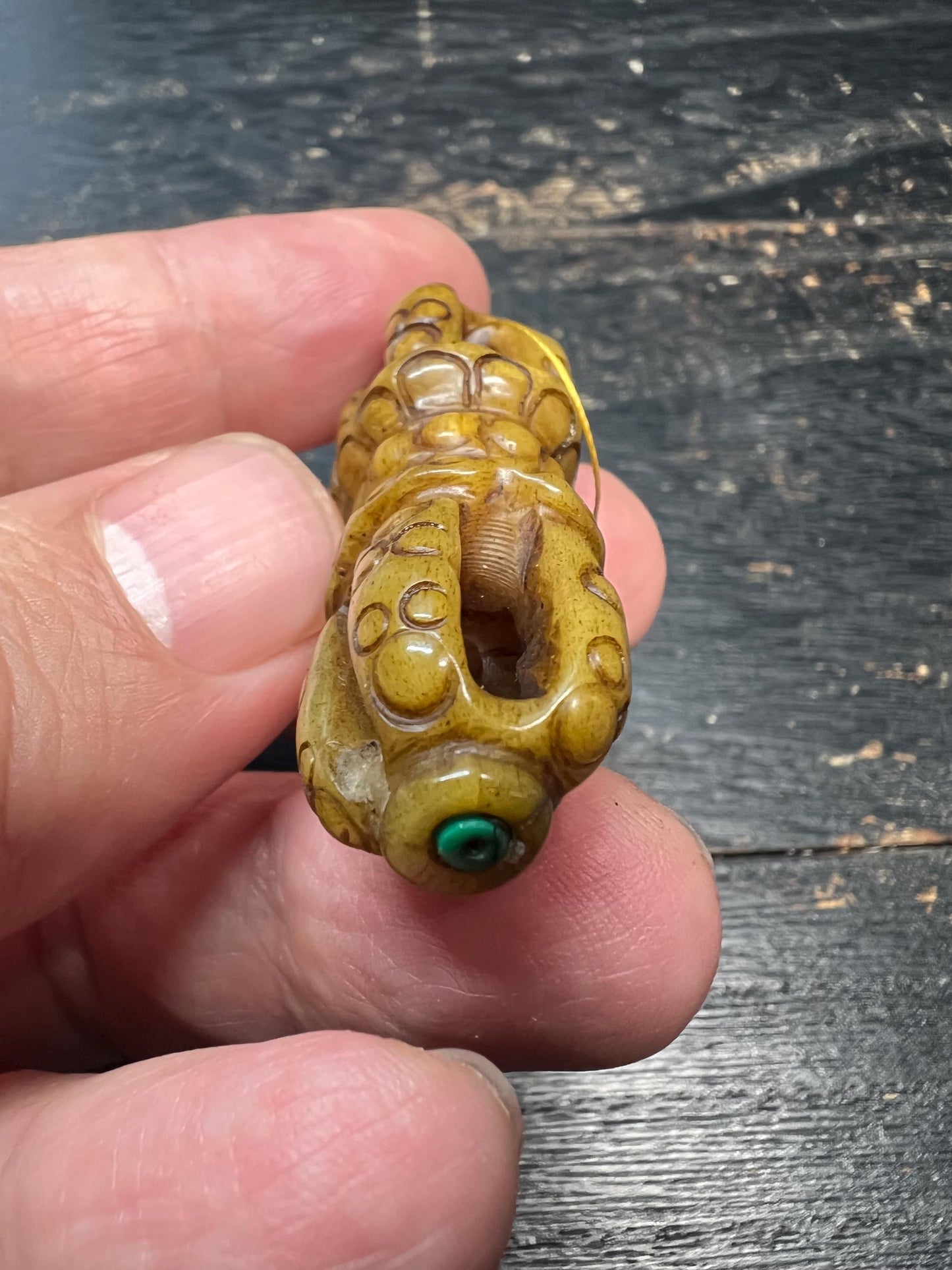 Hand‑Carved Yak Bone Double Vajra Pendant | Tibetan Dorje Talisman Bead with Turquoise & Coral Inlay | Large Guru Bead for Mala or Necklace