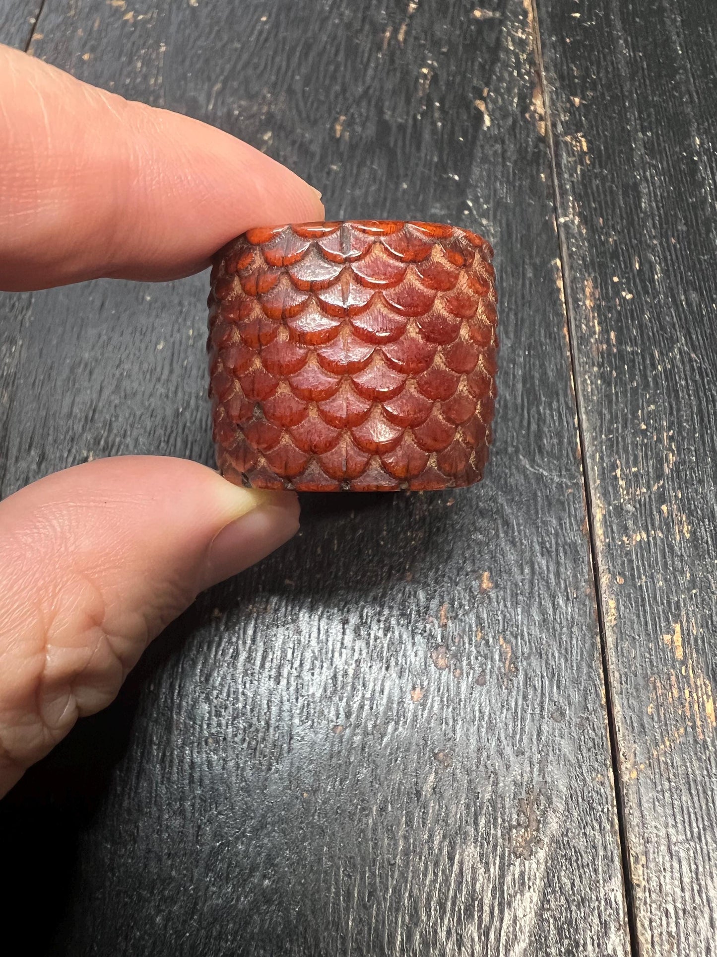 Hand-Carved Yak Bone Dragon Ring | Gandhanra Men’s Thumb Ring | Tibetan Style Fixed Size Ring | Boho Gothic Bone Carving Jewelry