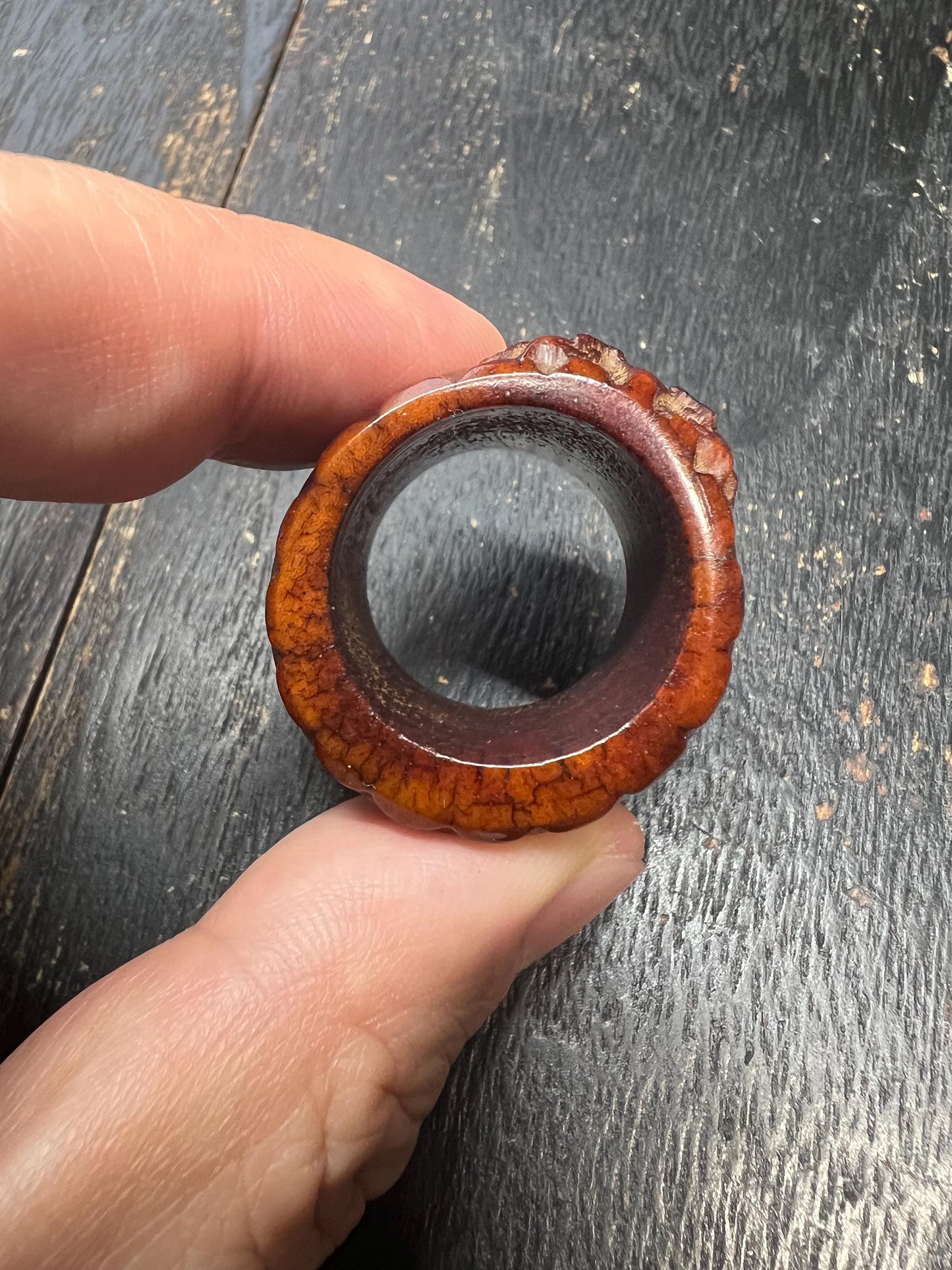 Hand-Carved Yak Bone Dragon Ring | Gandhanra Men’s Thumb Ring | Tibetan Style Fixed Size Ring | Boho Gothic Bone Carving Jewelry