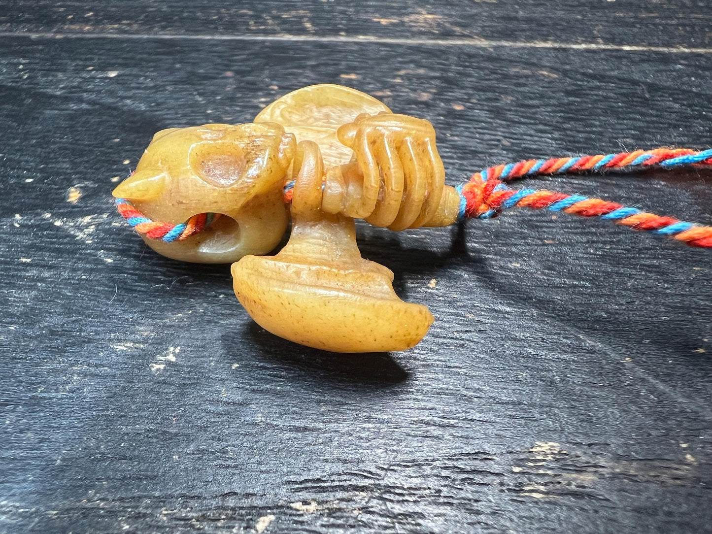 Hand‑Carved Yak Bone Bat Skull Guru Bead | Tibetan Mala Center Bead | Bone Bat Skeleton Amulet for Buddhist Prayer Necklace