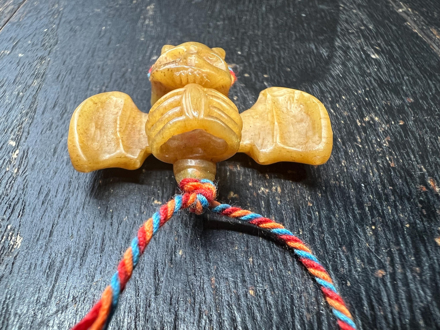 Hand‑Carved Yak Bone Bat Skull Guru Bead | Tibetan Mala Center Bead | Bone Bat Skeleton Amulet for Buddhist Prayer Necklace