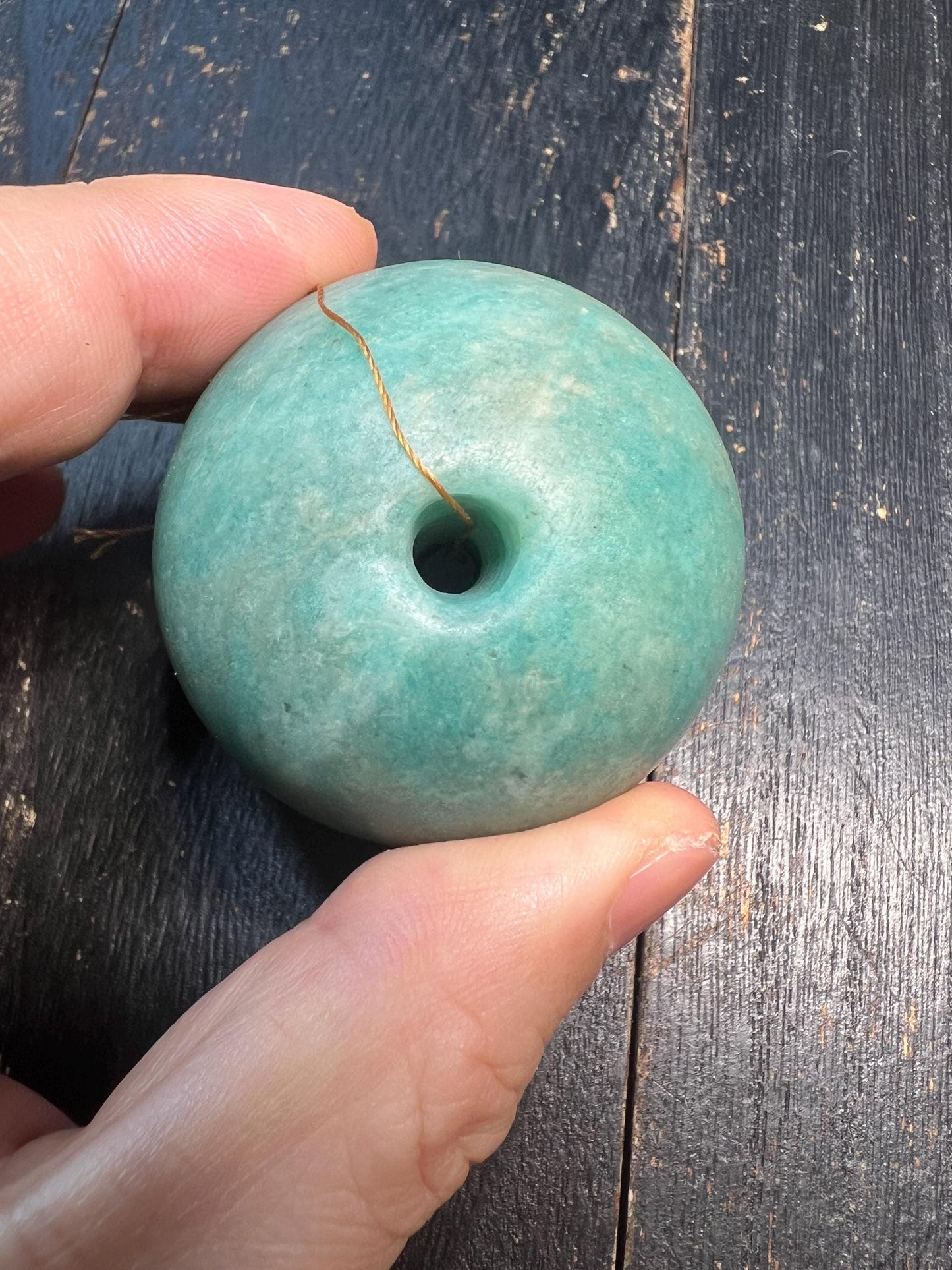 47mm Natural Amazonite Tianhe Stone Drilled Sphere Bead | 159g Large Guru Bead for Mala Necklace Pendant | Healing Crystal Jewelry Making