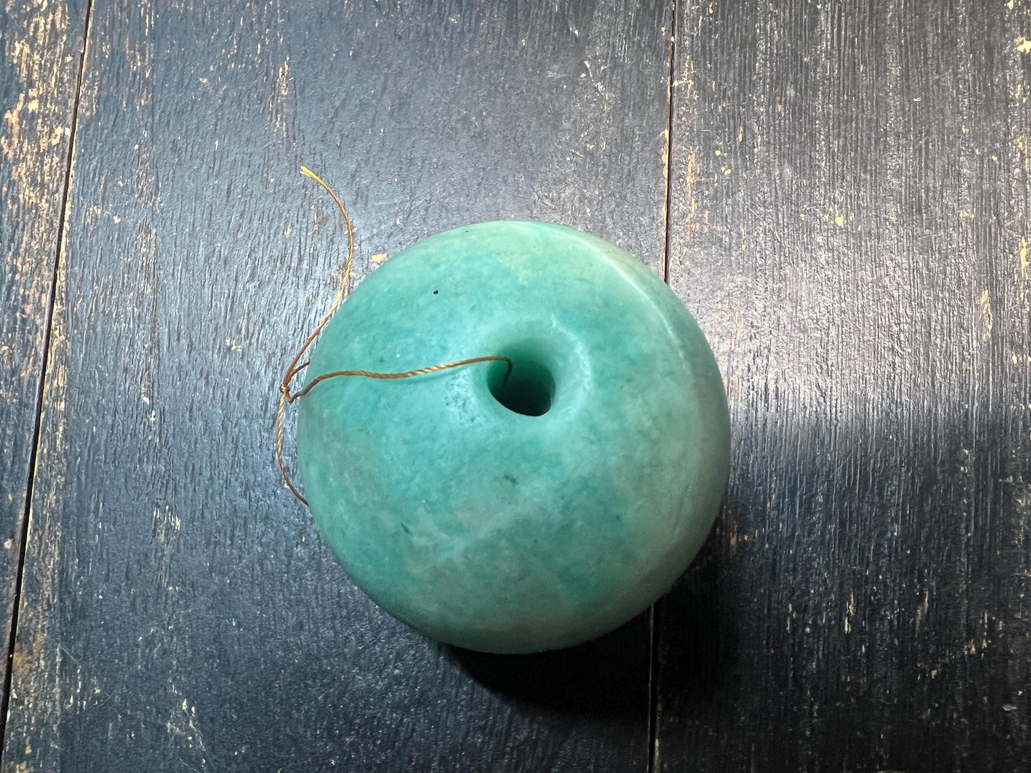 47mm Natural Amazonite Tianhe Stone Drilled Sphere Bead | 159g Large Guru Bead for Mala Necklace Pendant | Healing Crystal Jewelry Making