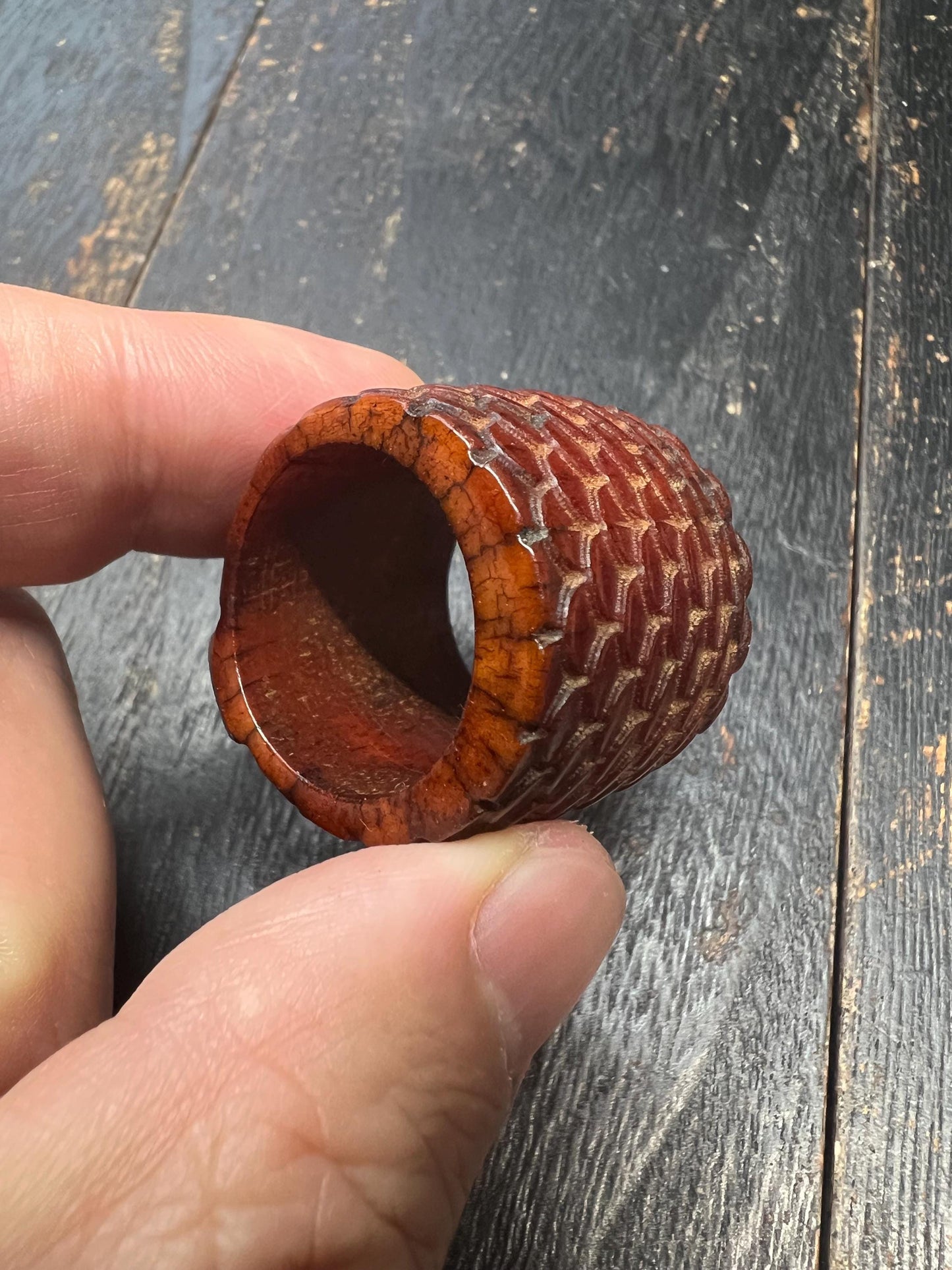 Hand-Carved Yak Bone Dragon Ring | Gandhanra Men’s Thumb Ring | Tibetan Style Fixed Size Ring | Boho Gothic Bone Carving Jewelry
