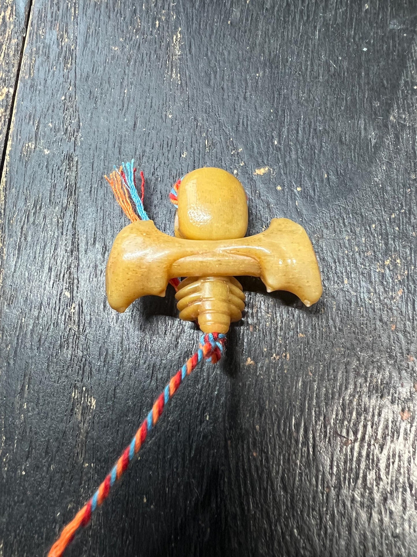 Hand‑Carved Yak Bone Bat Skull Guru Bead | Tibetan Mala Center Bead | Bone Bat Skeleton Amulet for Buddhist Prayer Necklace