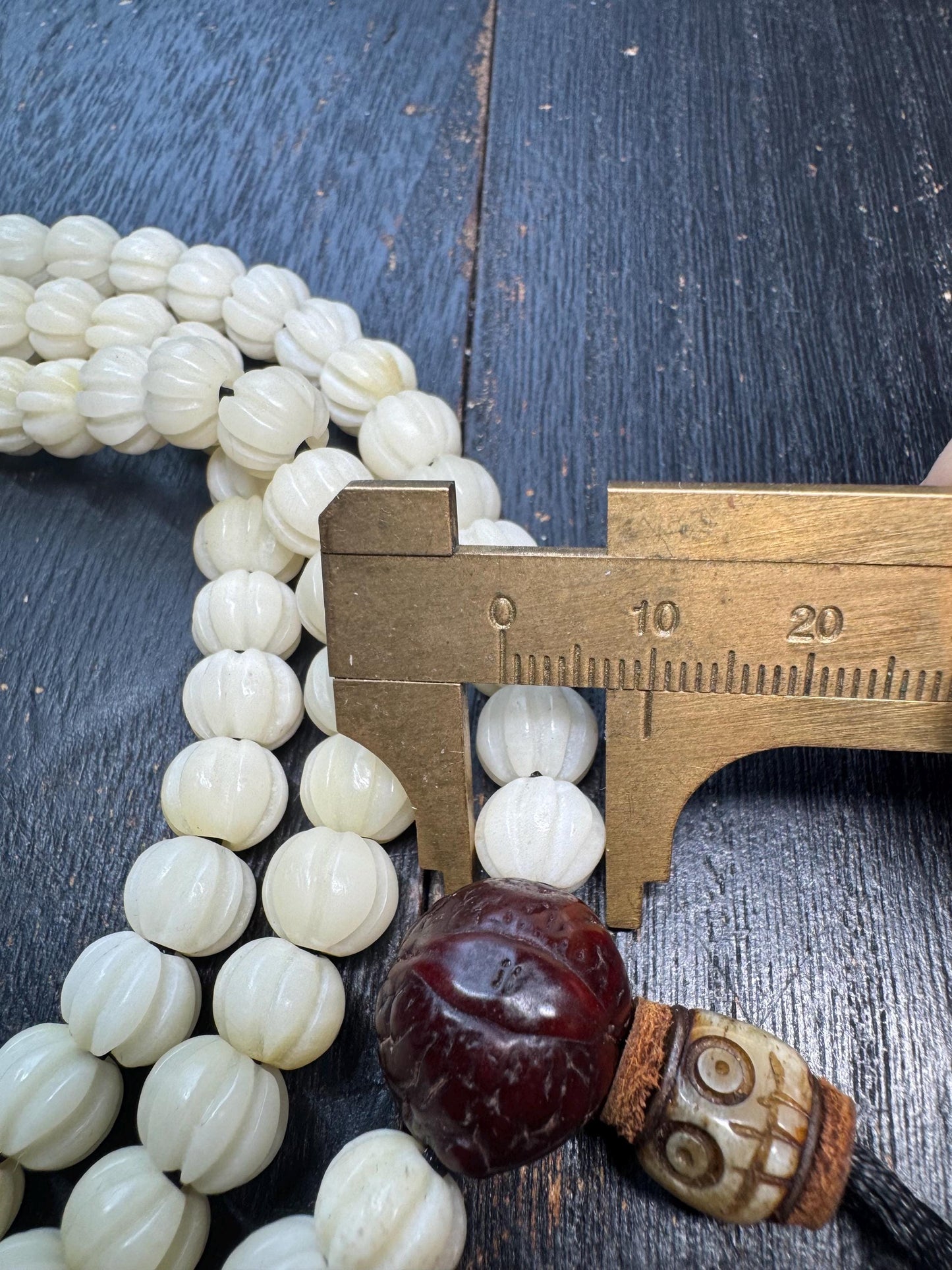 Hand-Carved 10mm Bone 108 Mala Necklace 34” - Vajra Bodhi & Yak Bone Skull Guru Bead, Tibetan Buddhist Prayer Beads