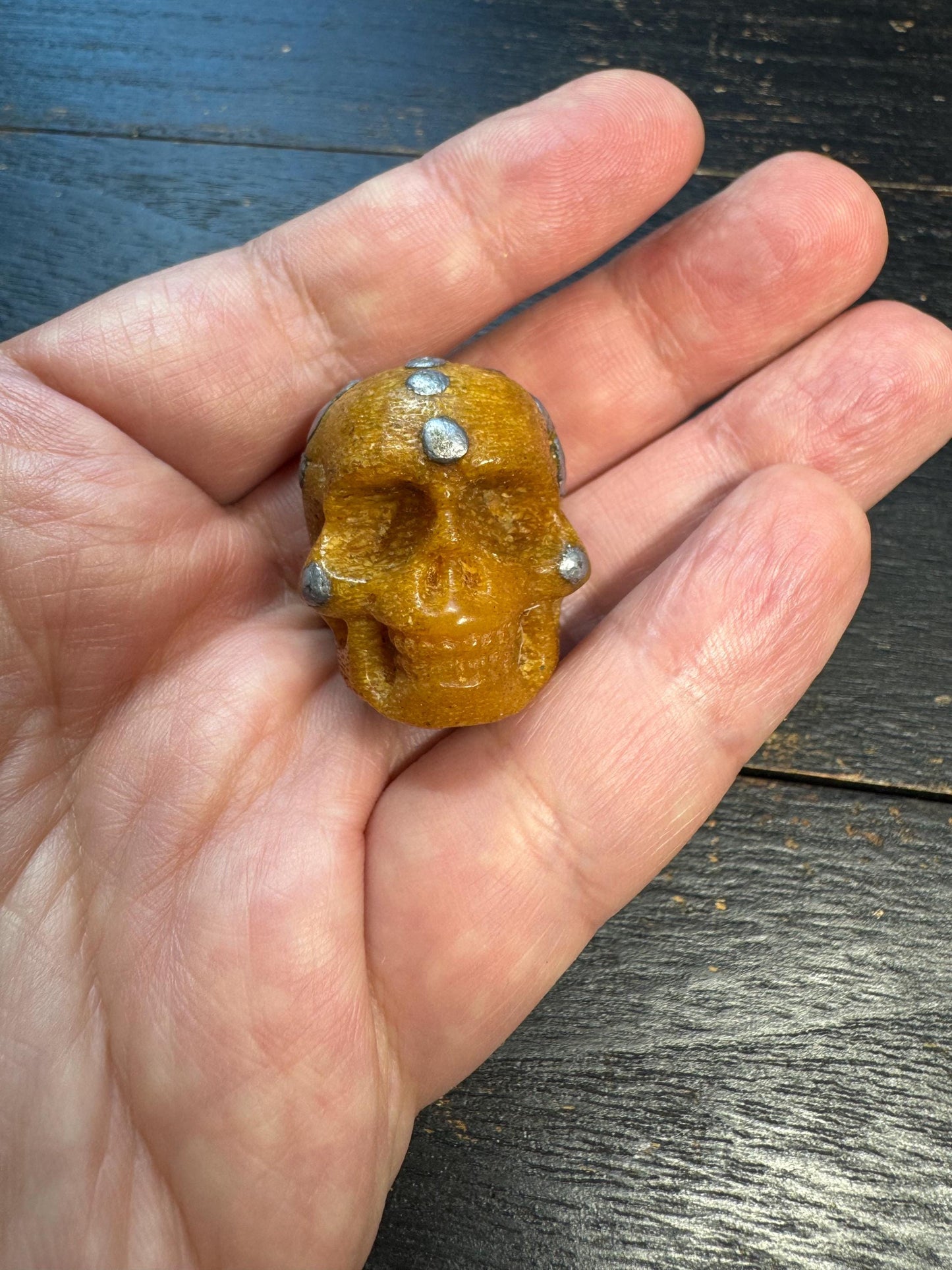 Hand-Carved Aluminum Inlaid Yak Bone Skull Beads (Chödipati) - Small Hole Tibetan Citipati Beads for Mala, Prayer Beads, Jewelry - Nepal Art