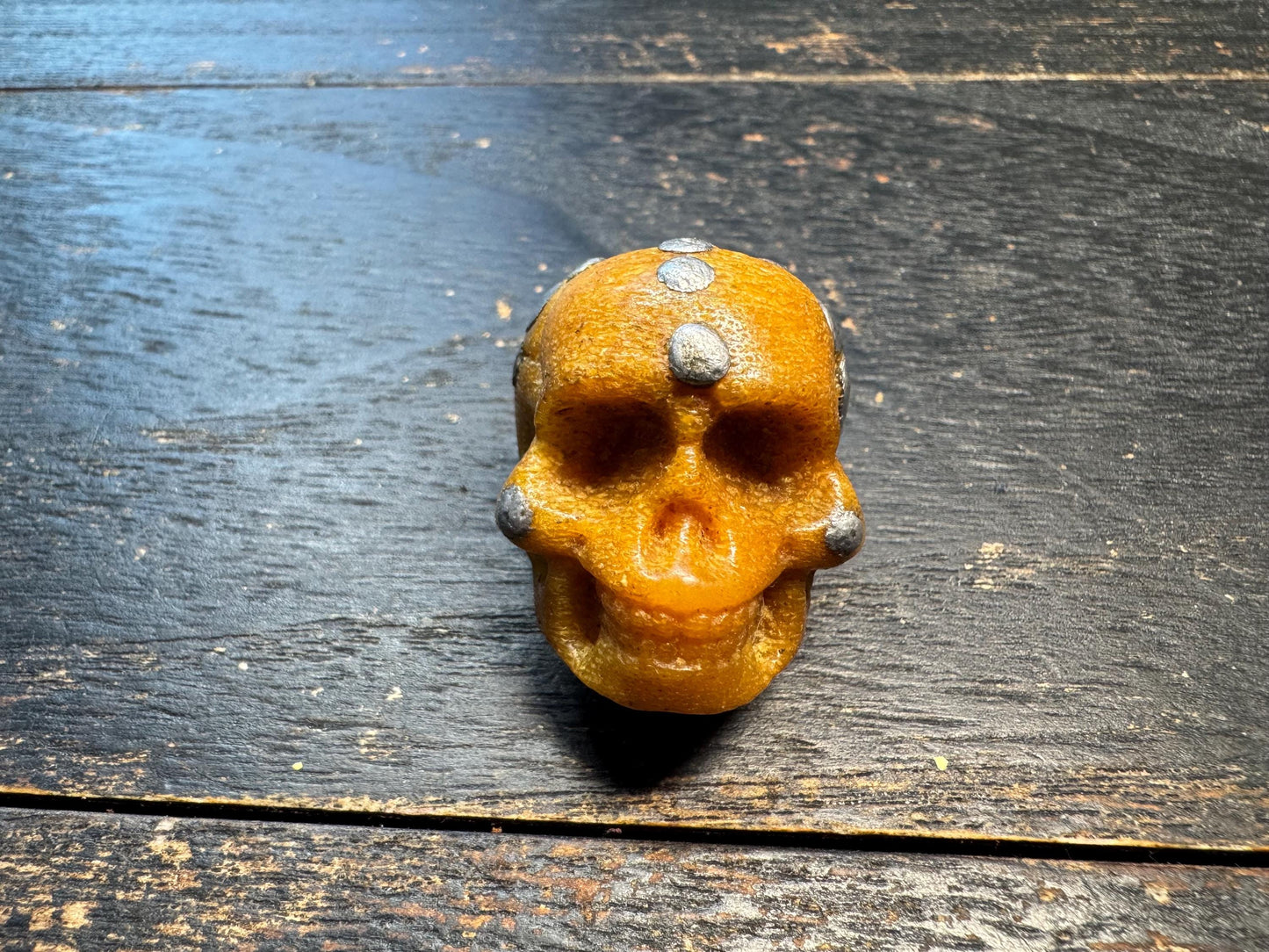 Hand-Carved Aluminum Inlaid Yak Bone Skull Beads (Chödipati) - Small Hole Tibetan Citipati Beads for Mala, Prayer Beads, Jewelry - Nepal Art