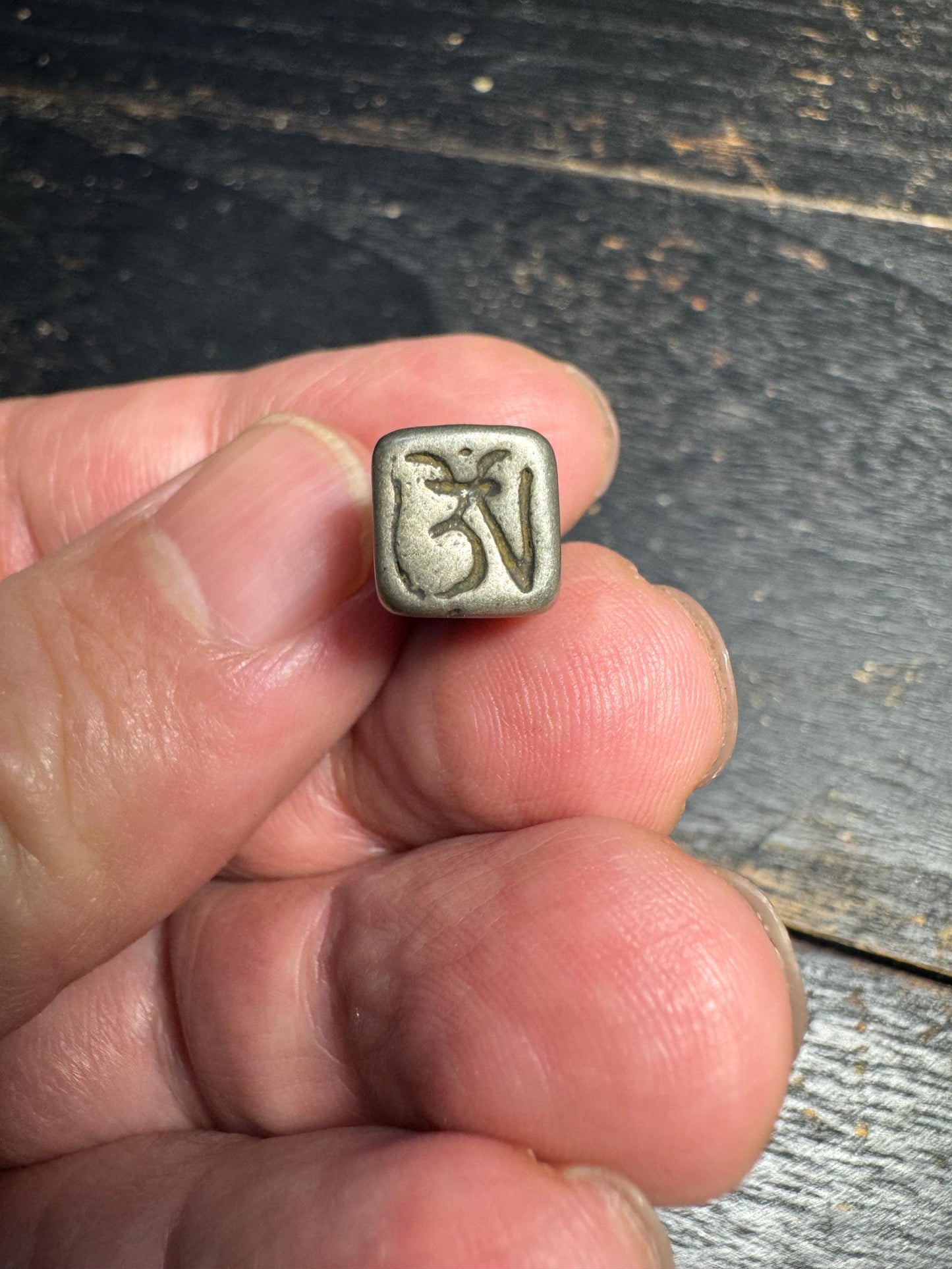 Vintage Tibetan Brass Om Mani Padme Hum Cube Pendant Charm - Hand Carved Six Syllable Mantra Amulet from Nepal