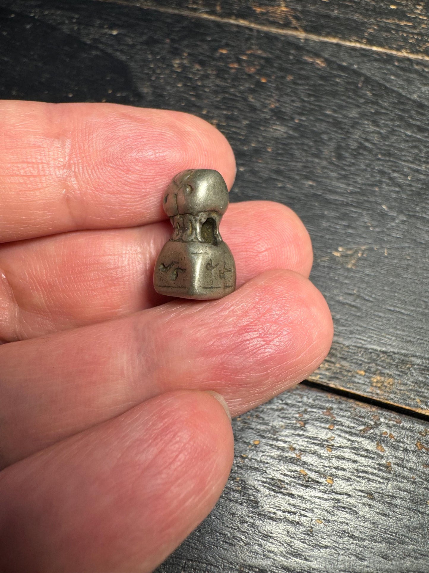 Vintage Tibetan Brass Om Mani Padme Hum Cube Pendant Charm - Hand Carved Six Syllable Mantra Amulet from Nepal