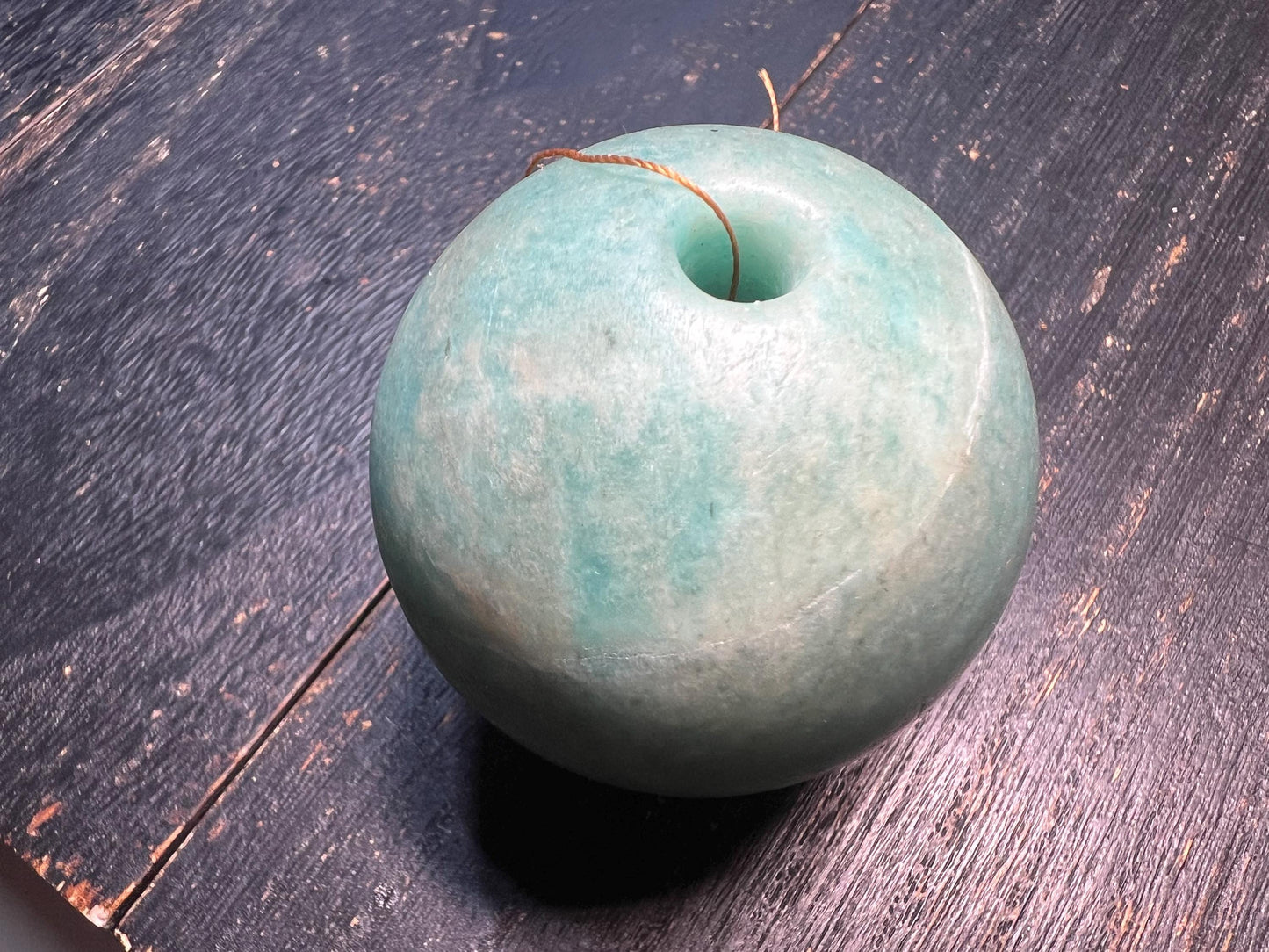 47mm Natural Amazonite Tianhe Stone Drilled Sphere Bead | 159g Large Guru Bead for Mala Necklace Pendant | Healing Crystal Jewelry Making
