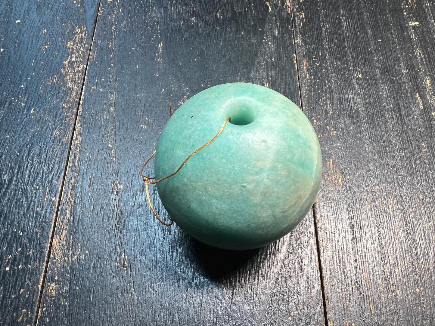 47mm Natural Amazonite Tianhe Stone Drilled Sphere Bead | 159g Large Guru Bead for Mala Necklace Pendant | Healing Crystal Jewelry Making