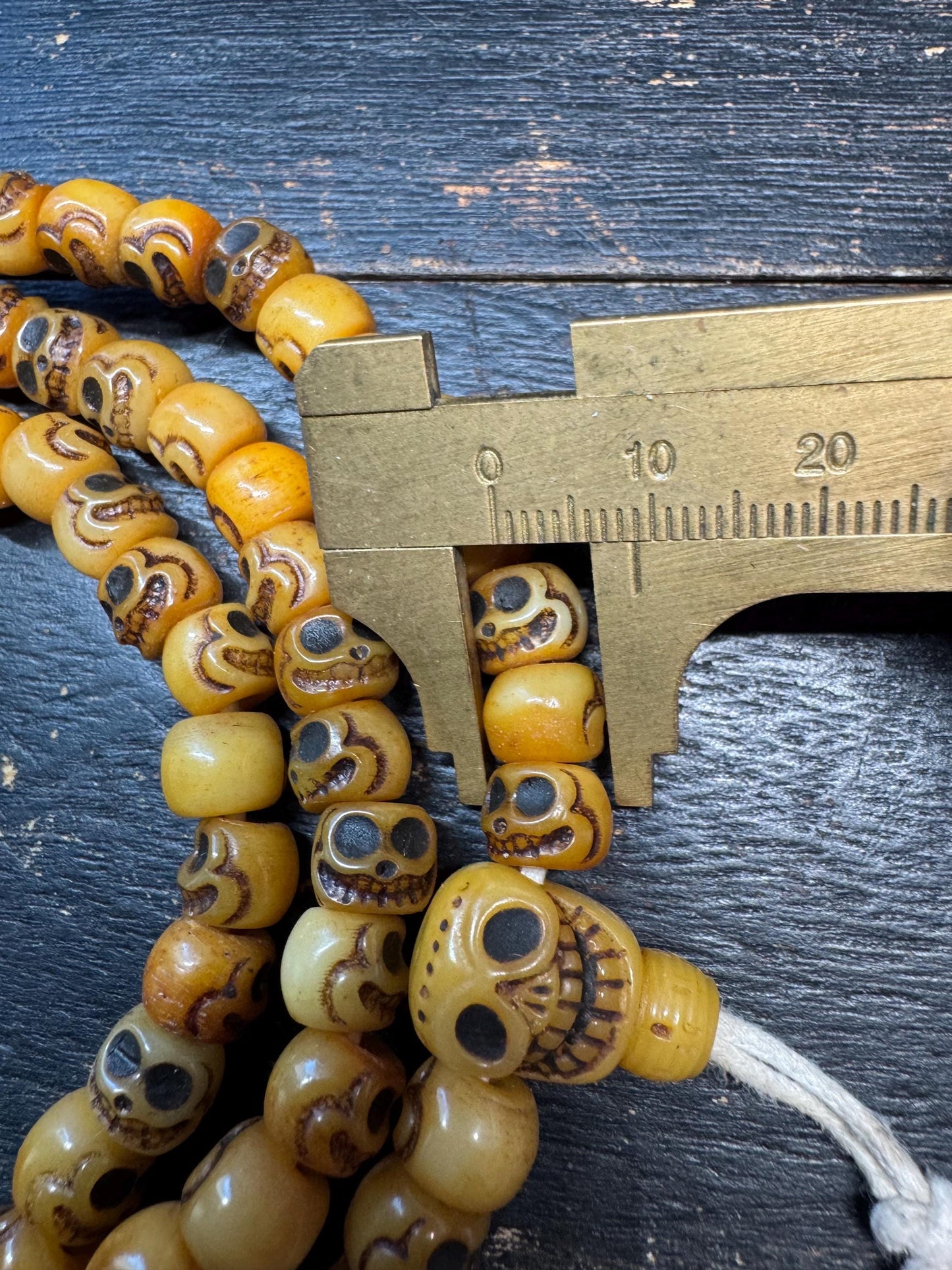 Hand Carved Yak Bone Skull Mala | Chitipati Tibetan Buddhist Prayer Beads | 9mm 108 Beads | 30” Necklace | Cemetery/Charnel Ground Mala