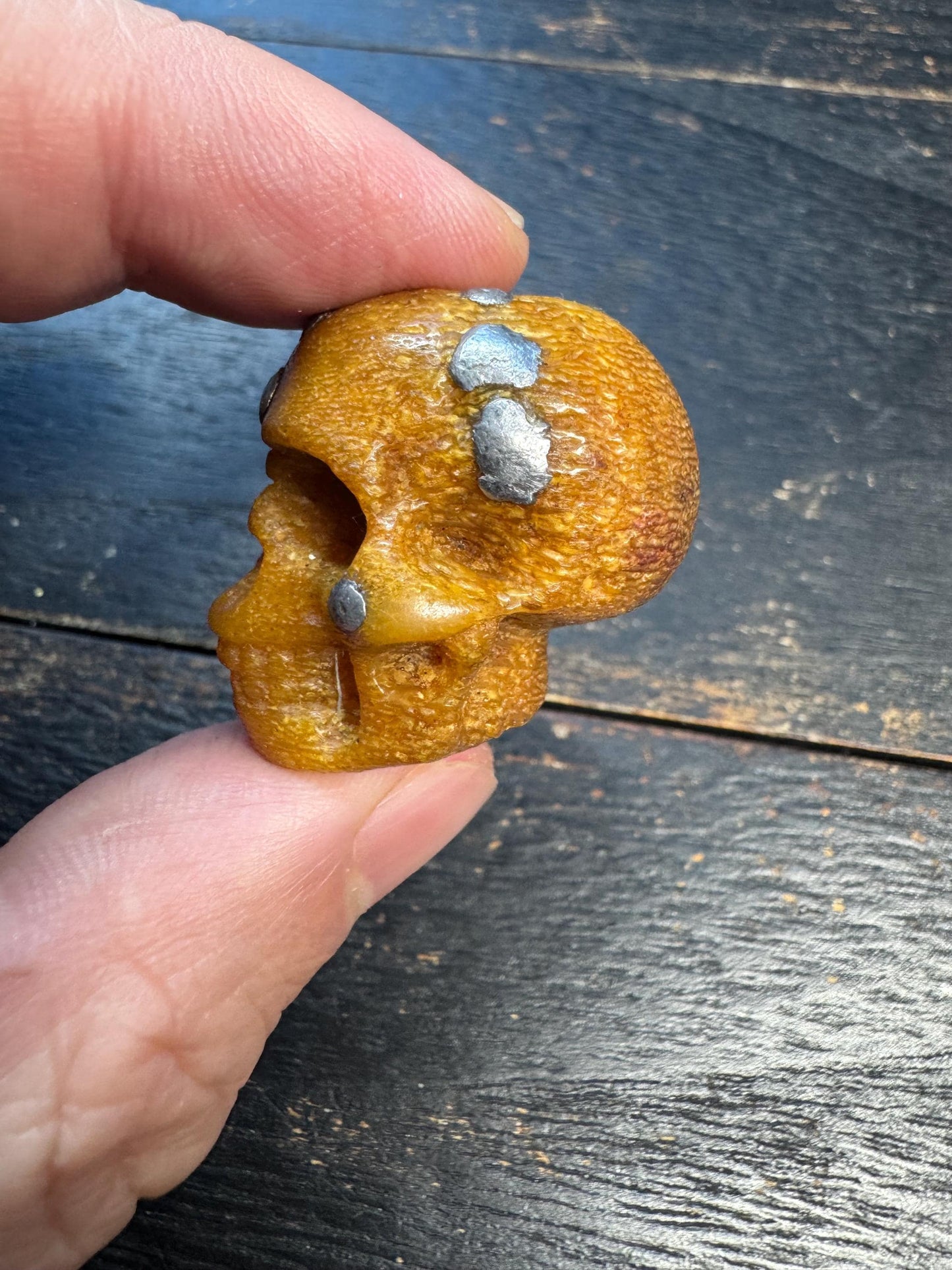 Hand-Carved Aluminum Inlaid Yak Bone Skull Beads (Chödipati) - Small Hole Tibetan Citipati Beads for Mala, Prayer Beads, Jewelry - Nepal Art