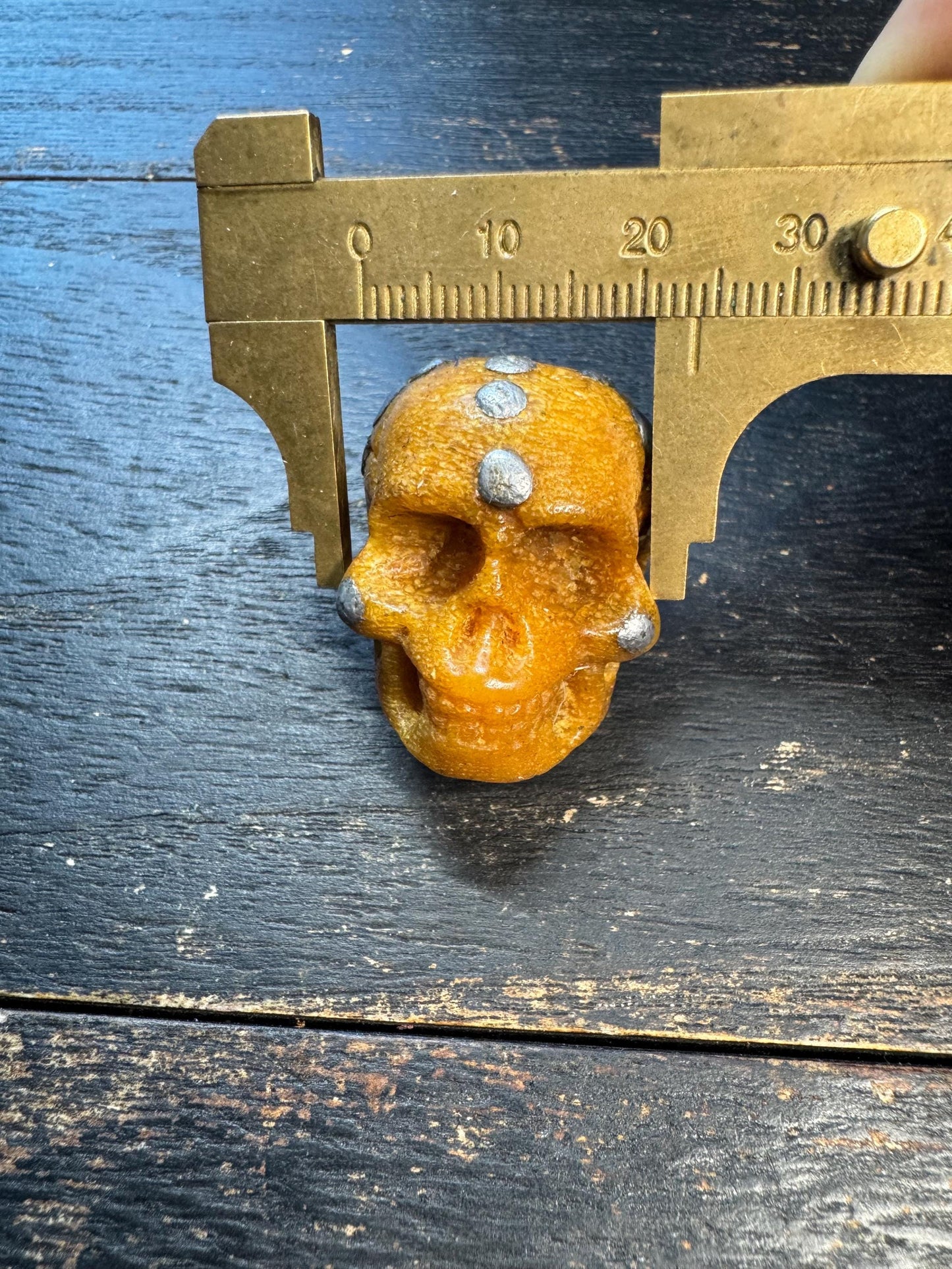 Hand-Carved Aluminum Inlaid Yak Bone Skull Beads (Chödipati) - Small Hole Tibetan Citipati Beads for Mala, Prayer Beads, Jewelry - Nepal Art