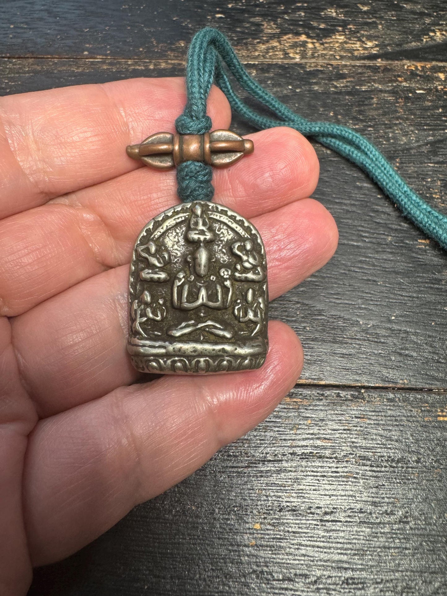 Handmade Tibetan White Copper Manjushri Amulet Pendant Vajra Bumpa – Nepal Buddhist Solid Talisman Necklace Dorje