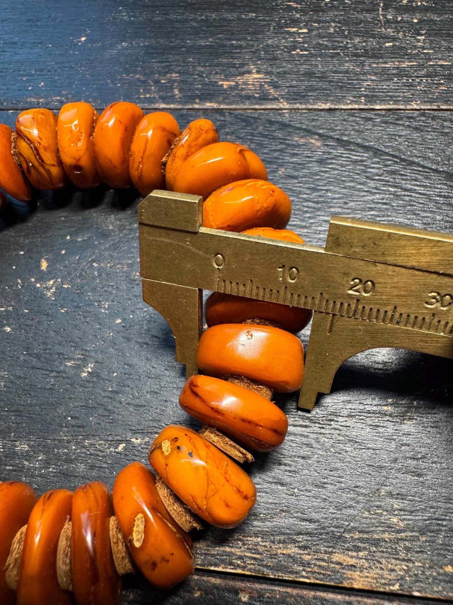 Natural Dark Honey Baltic Amber Bracelet with Leather Spacers, 17mm Beads, Fits Wrists Under 8 Inches, Meditation Jewelry