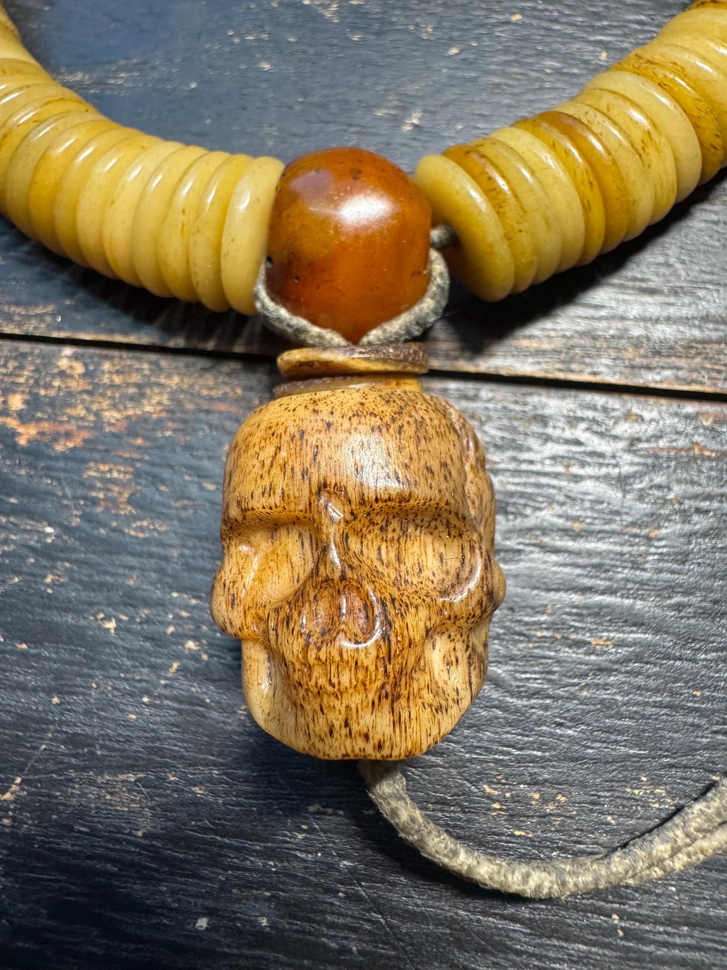 15mm 108 Yak Bone Mala Handheld Prayer Beads | Bodhi Spacers, Agate Guru, Chödorling Skull, Sheepskin Cord Tibetan