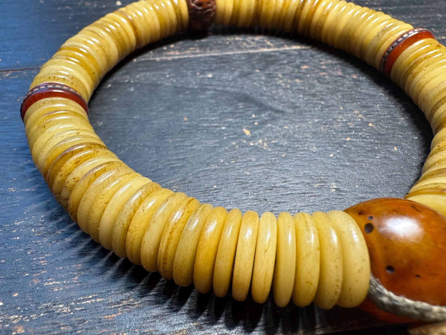 15mm 108 Yak Bone Mala Handheld Prayer Beads | Bodhi Spacers, Agate Guru, Chödorling Skull, Sheepskin Cord Tibetan