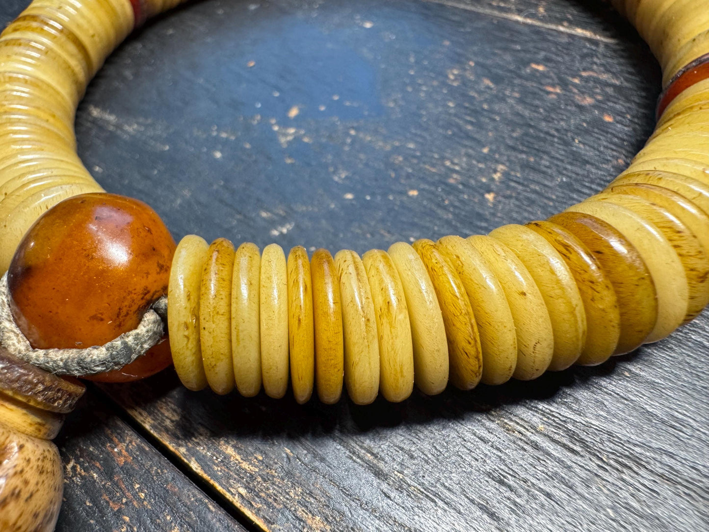 15mm 108 Yak Bone Mala Handheld Prayer Beads | Bodhi Spacers, Agate Guru, Chödorling Skull, Sheepskin Cord Tibetan