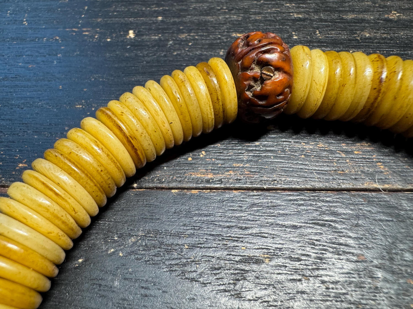 15mm 108 Yak Bone Mala Handheld Prayer Beads | Bodhi Spacers, Agate Guru, Chödorling Skull, Sheepskin Cord Tibetan
