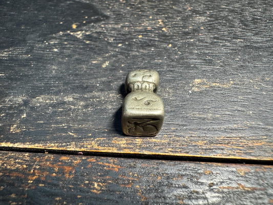Vintage Tibetan Brass Om Mani Padme Hum Cube Pendant Charm - Hand Carved Six Syllable Mantra Amulet from Nepal
