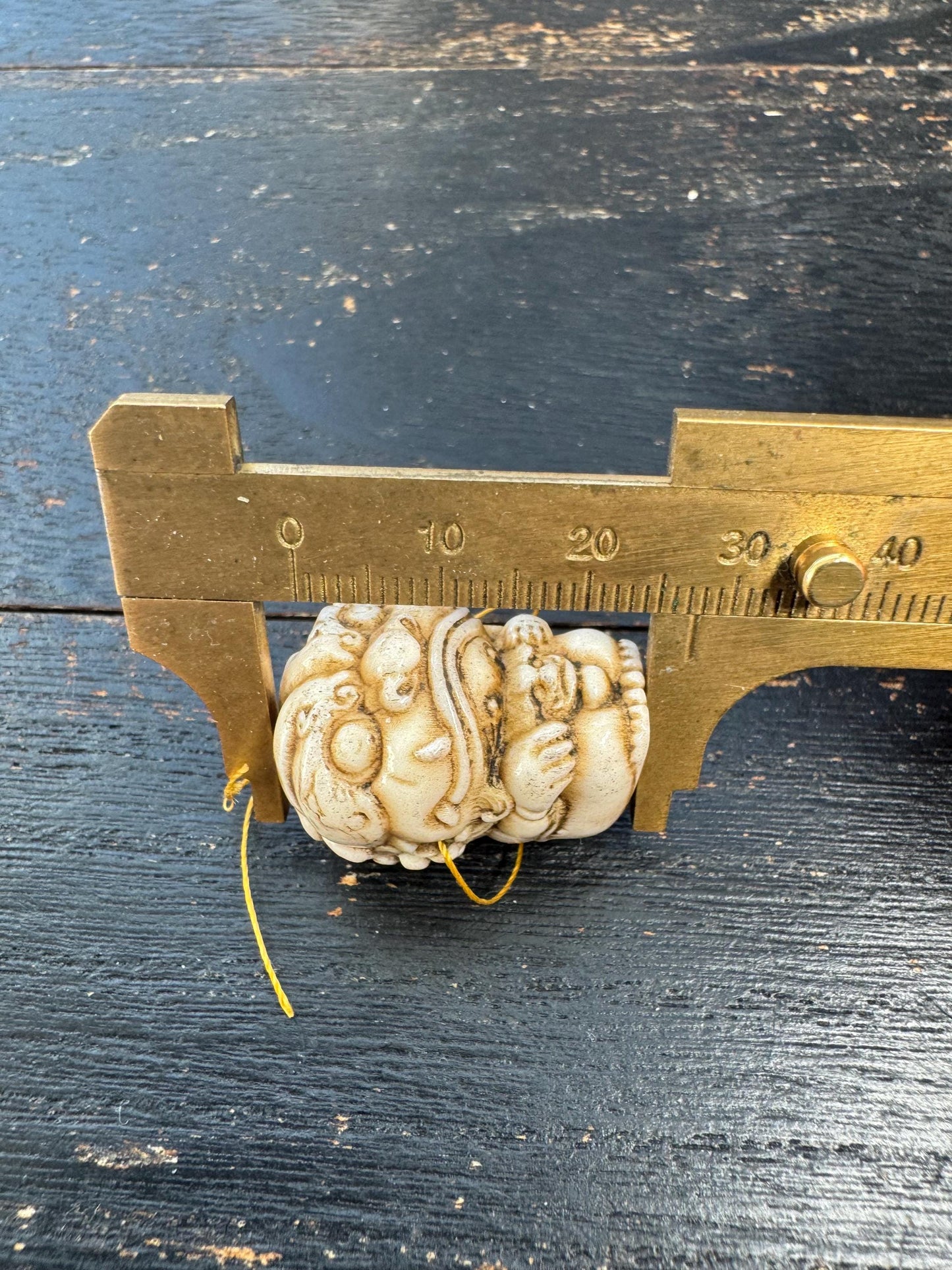 Hand Carved Deer Antler Foo Dog Pendant | Chinese Guardian Lion Shishi | Protection Amulet Necklace Bead