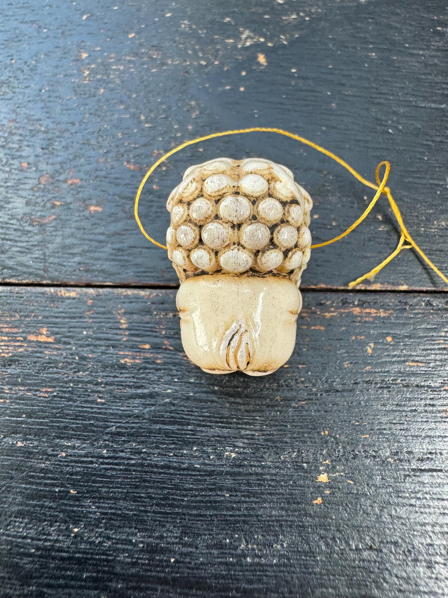 Hand Carved Deer Antler Foo Dog Pendant | Chinese Guardian Lion Shishi | Protection Amulet Necklace Bead
