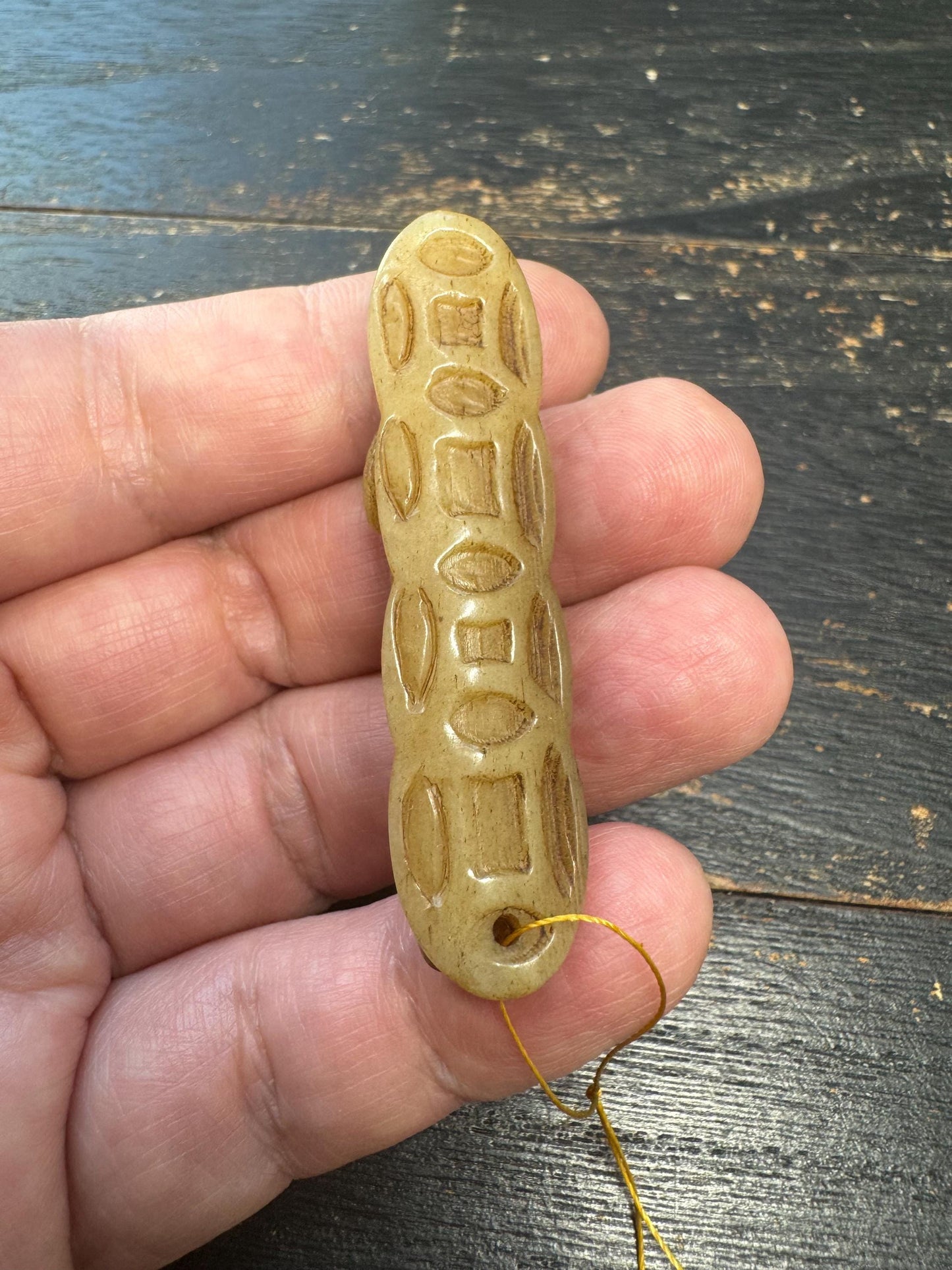 Hand-Carved Yak Bone Gecko Coin Bead | Tibetan Wealth Gecko Amulet | Nepal Prosperity Mala Focal Pendant