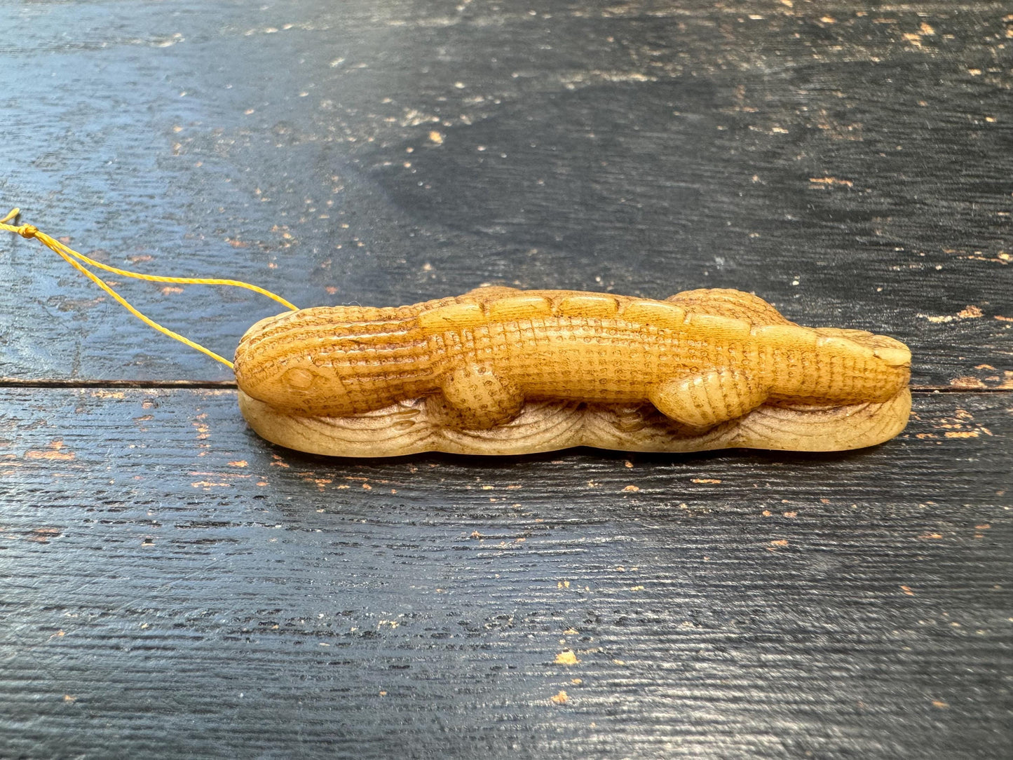Hand-Carved Yak Bone Gecko Coin Bead | Tibetan Wealth Gecko Amulet | Nepal Prosperity Mala Focal Pendant