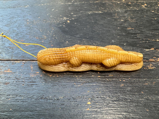 Hand-Carved Yak Bone Gecko Coin Bead | Tibetan Wealth Gecko Amulet | Nepal Prosperity Mala Focal Pendant