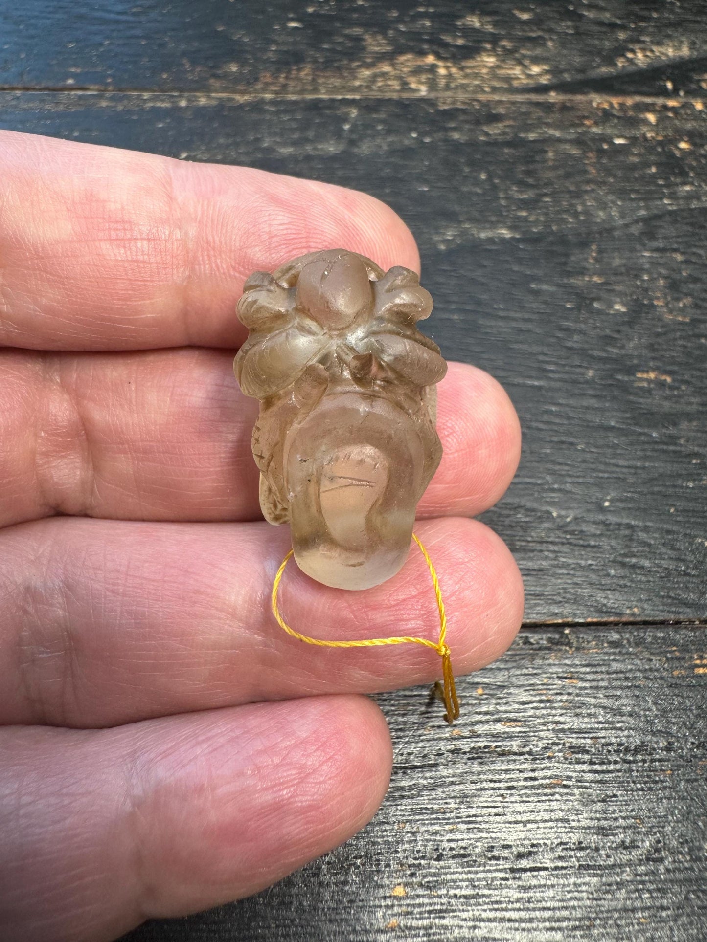 Hand-Carved Crystal Tongzi Pendant | Nepalese Child Boy Amulet Figure | Tibetan Spiritual Mala Focal Charm