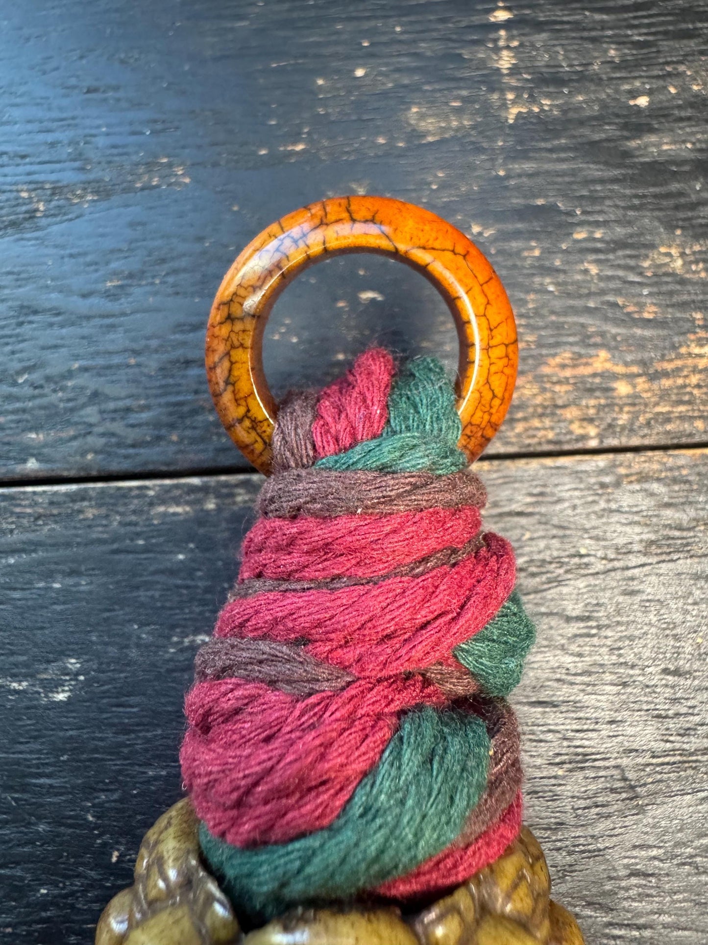 Hand Carved Yak Bone Wrathful Deity Pendant, Tibetan Nepal Protection Talisman, Large Spiritual Amulet with Braided Cord