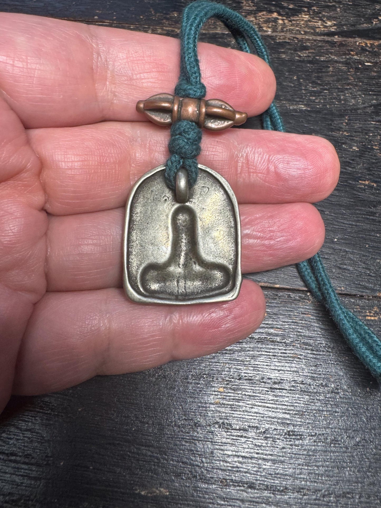 Handmade Tibetan White Copper Manjushri Amulet Pendant Vajra Bumpa – Nepal Buddhist Solid Talisman Necklace Dorje