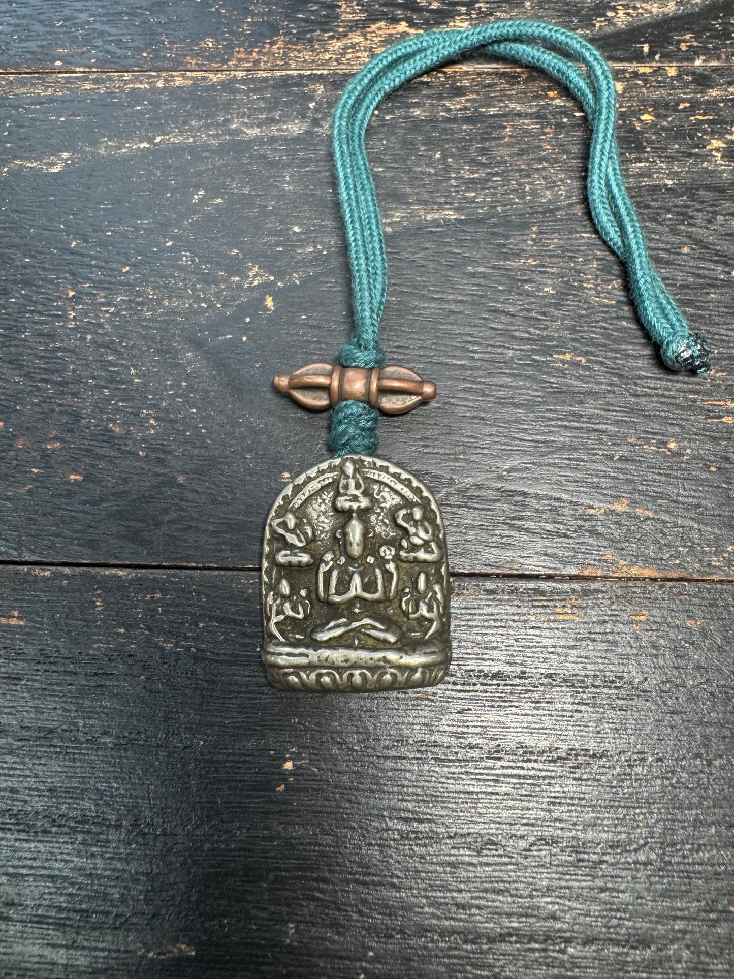 Handmade Tibetan White Copper Manjushri Amulet Pendant Vajra Bumpa – Nepal Buddhist Solid Talisman Necklace Dorje