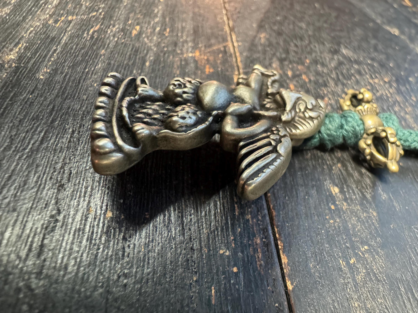 Nepal Brass Garuda Protector Pendant with Om Mani Padme Hum Mantra | Tibetan Buddhist Power Amulet Necklace Dorje