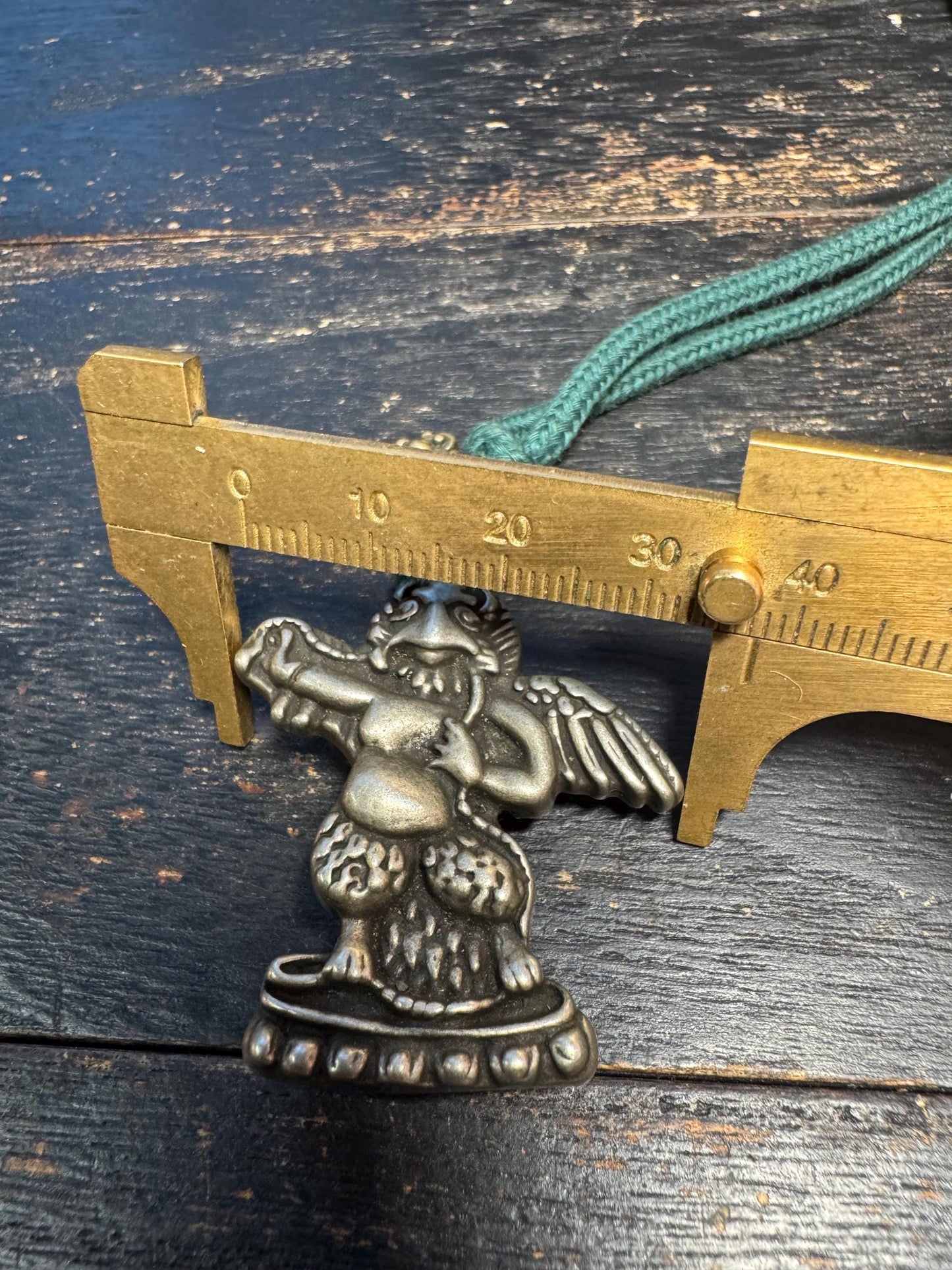 Nepal Brass Garuda Protector Pendant with Om Mani Padme Hum Mantra | Tibetan Buddhist Power Amulet Necklace Dorje