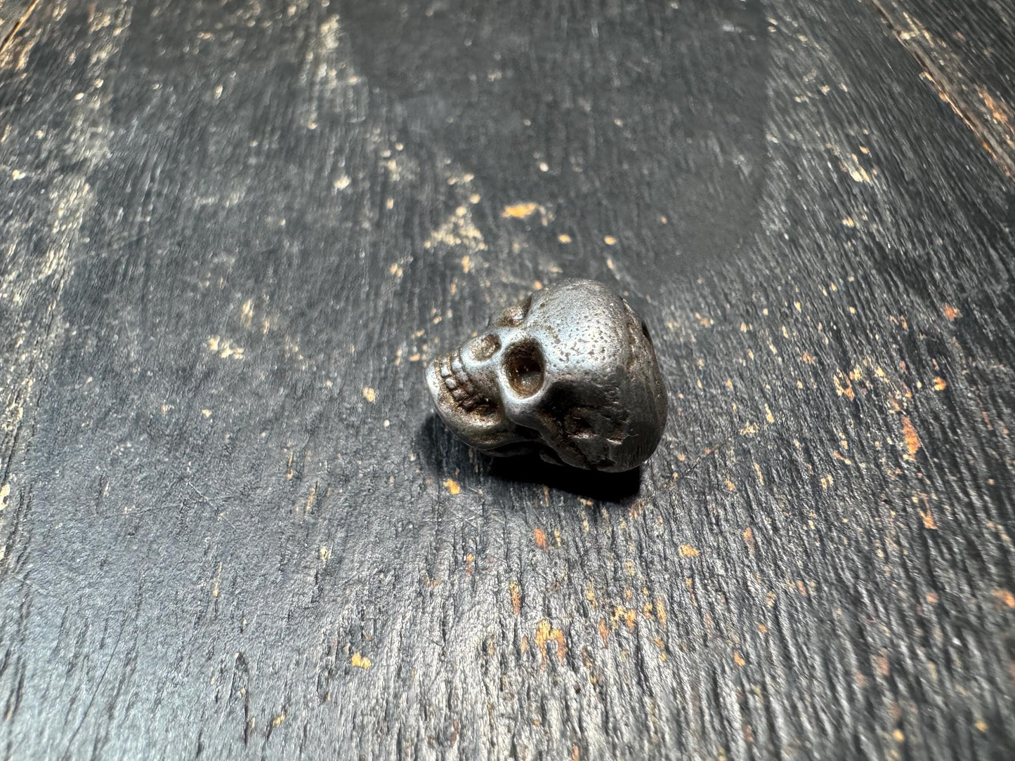 Tibetan Thokcha Skull Bead Smasana Charnel Ground, Thunder Iron Mala Guru Bead, Nepal Buddhist Protector Talisman, Vintage Sky Iron Charm