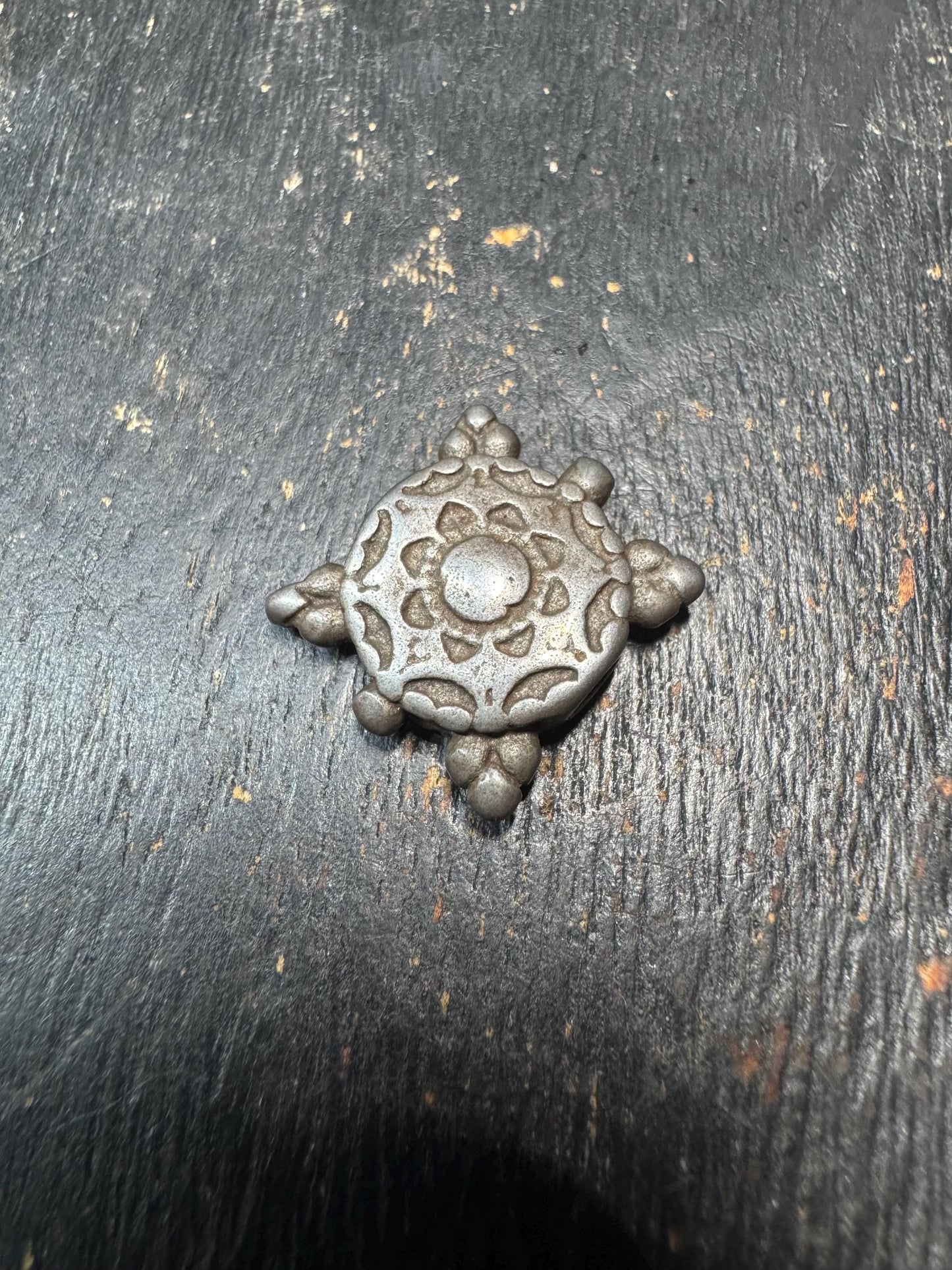 Handcrafted Tibet Iron Dharma Wheel Charm - Nepal Buddhist Spiritual Jewelry for Meditation