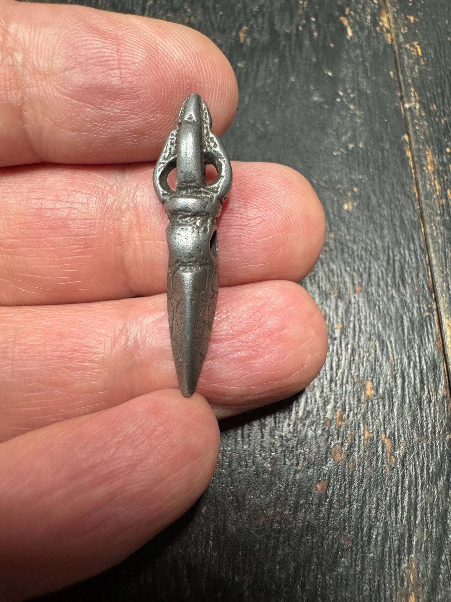 Tibetan Thokcha Iron Phurba Pendant – Antique Style Meteoritic Iron Ritual Dagger Amulet – Himalayan Protective Talisman