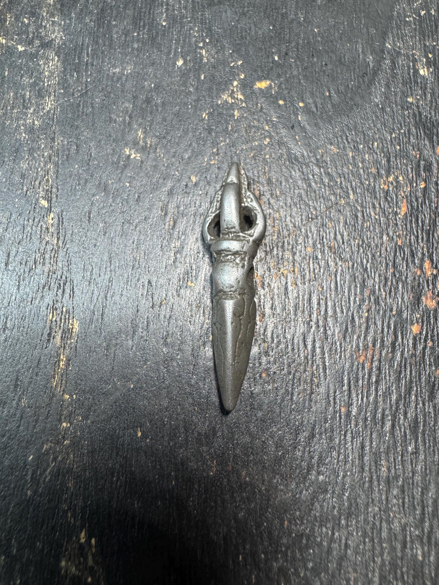 Tibetan Thokcha Iron Phurba Pendant – Antique Style Meteoritic Iron Ritual Dagger Amulet – Himalayan Protective Talisman