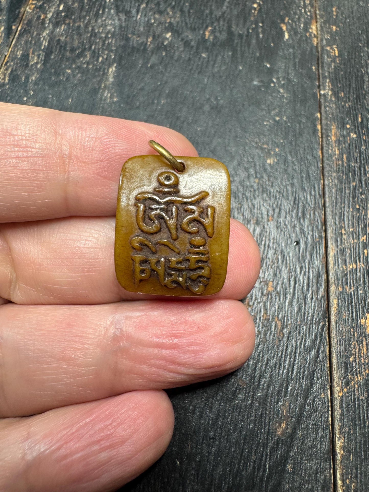 Hand Carved Yak Bone Tibetan Om Mani Padme Hum Pendant | Buddhist Prayer Amulet | Himalayan Protection Talisman | Spiritual Bone Necklace
