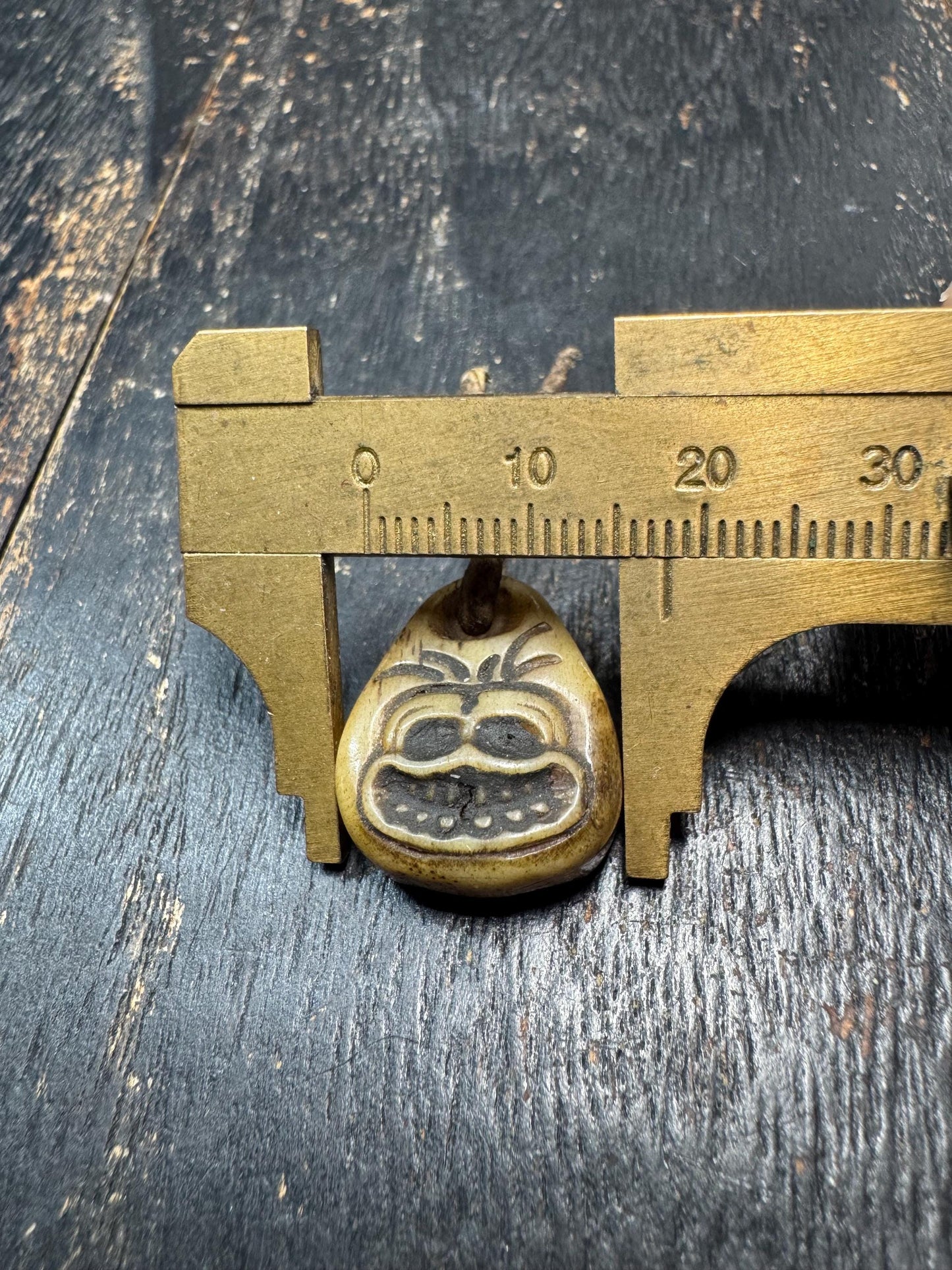 Hand Carved Yak Bone Charnel Ground Amulet with Sheepskin Cord | Tibetan Skull Spirit Pendant | Buddhist Protection Talisman | Himalayan Tri