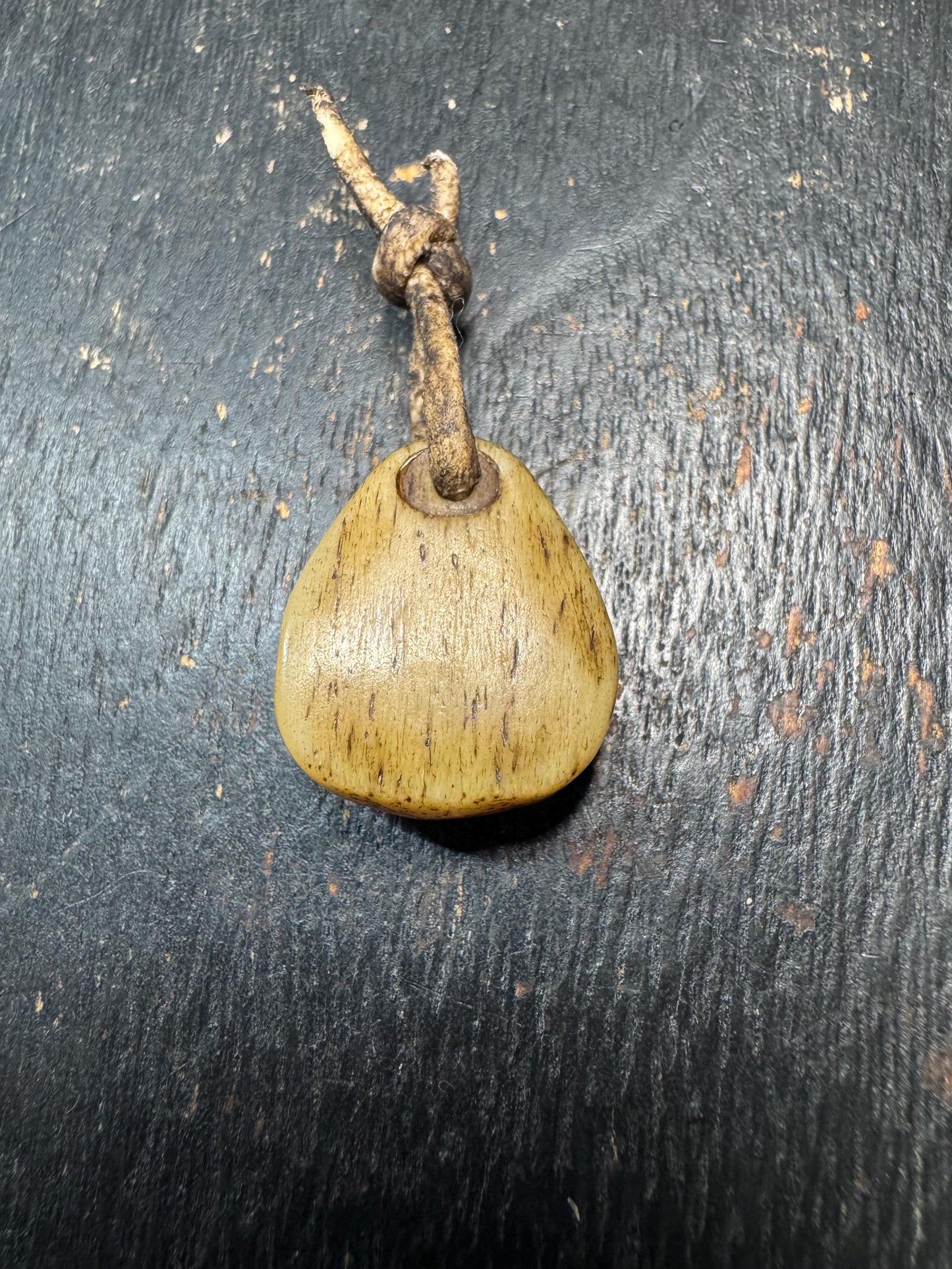 Hand Carved Yak Bone Charnel Ground Amulet with Sheepskin Cord | Tibetan Skull Spirit Pendant | Buddhist Protection Talisman | Himalayan Tri